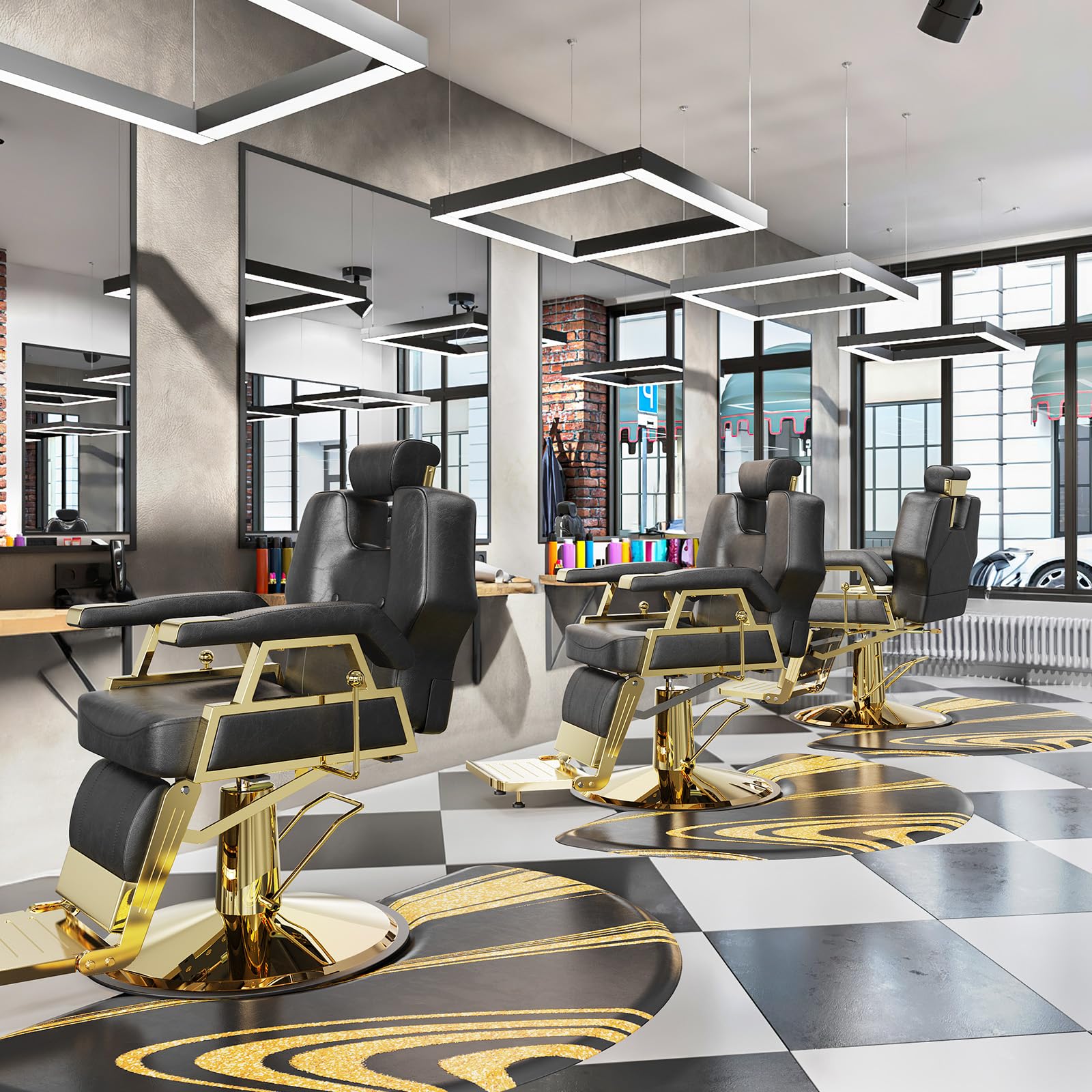 OmySalon 3'x5' Semi Circle Salon Anti Fatigue Mat with Round Cutout 5/8" Thick