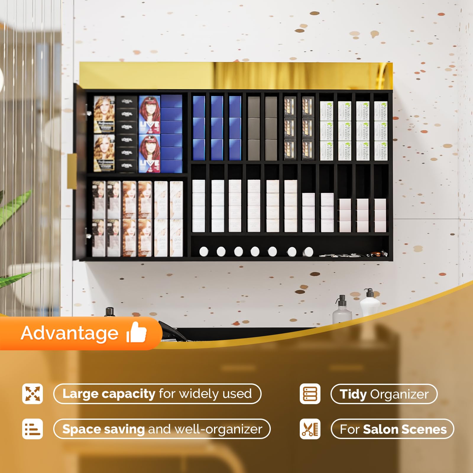 OmySalon WSCR Wall Mounted Hair Color Organizer Rack Cabinet Station