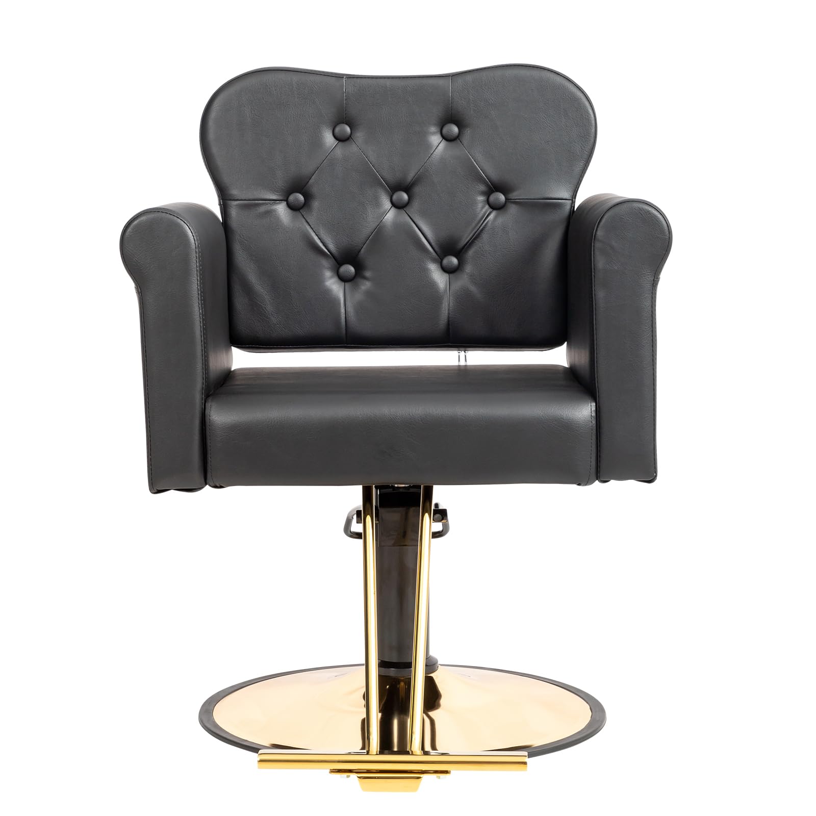 OmySalon SC2701 Heavy Duty Hydraulic Swivel Hair Stylist Salon Chair w/Button Tufting and Curved Backrest