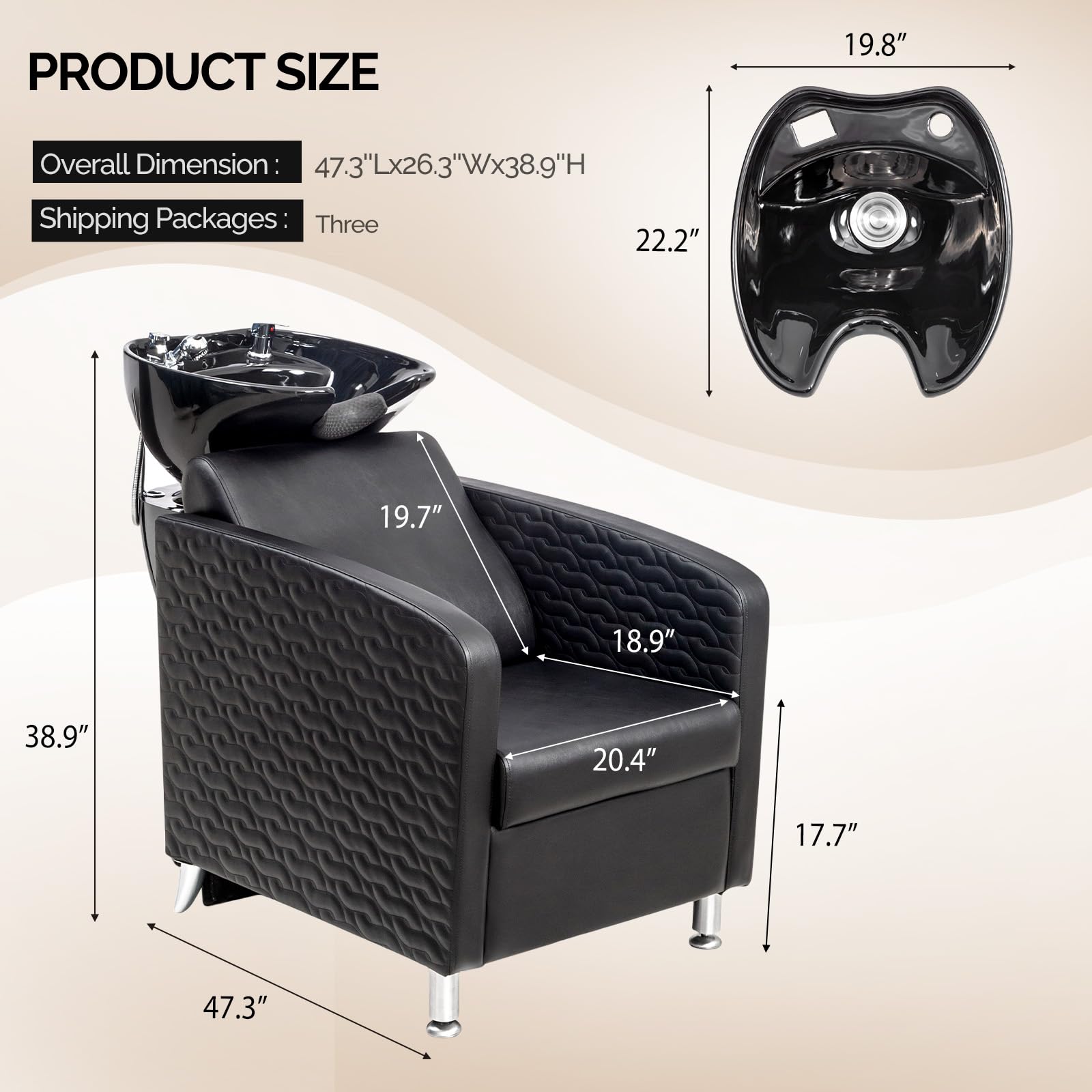 OmySalon BU1411 Salon Shampoo Bowl and Chair Backwash Unit with Tilting Porcelain Bowl