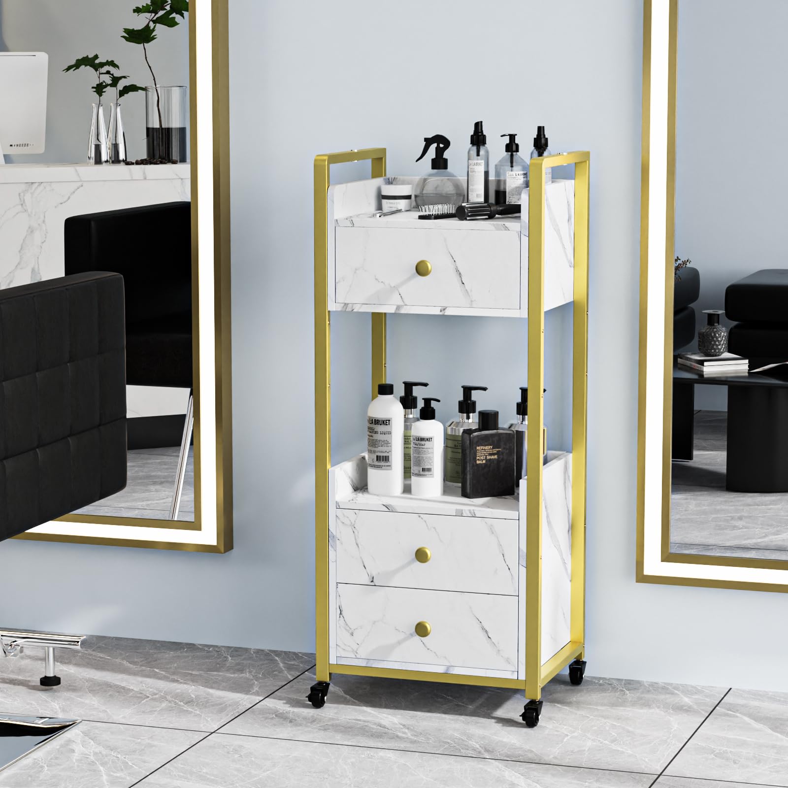 OmySalon Rolling Utility Esthetician Trolley Cart with Wheels