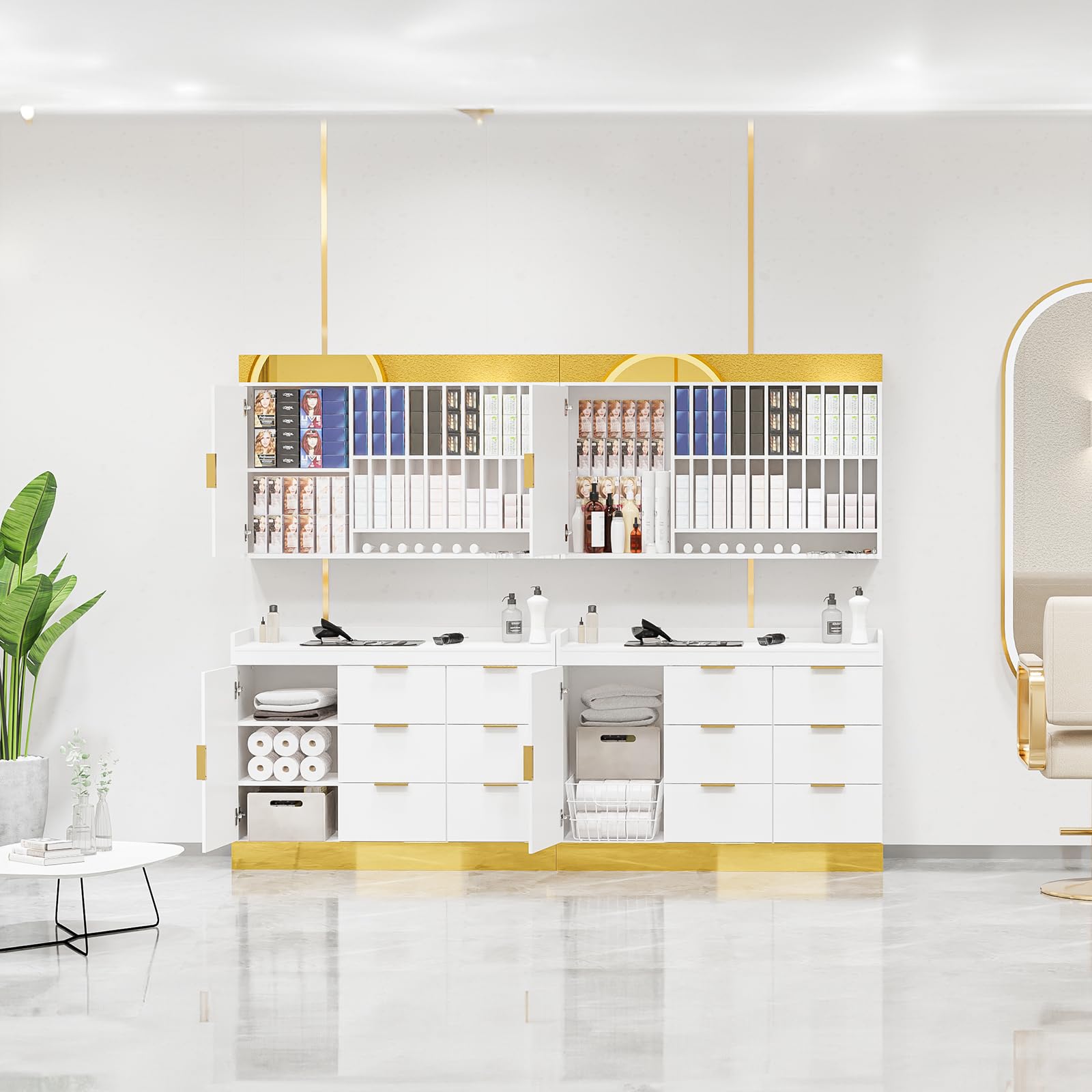 OmySalon WSCR Wall Mounted Hair Color Organizer Rack Cabinet Station