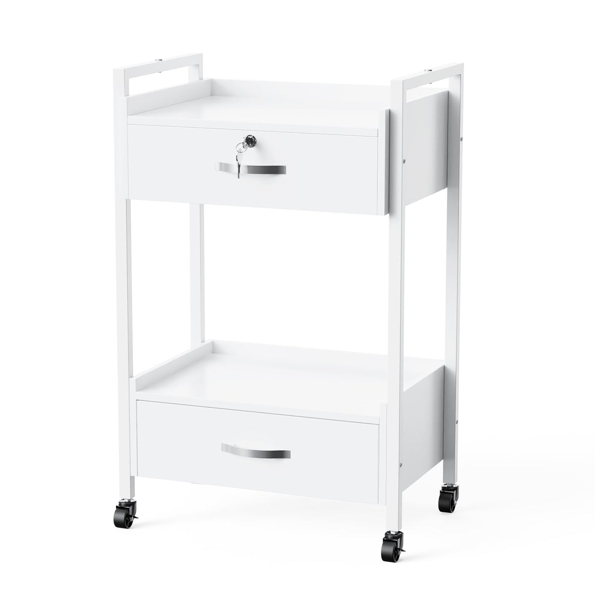 OmySalon Wooden Rolling Utility Esthetician Trolley Cart w/Wheels & Drawer