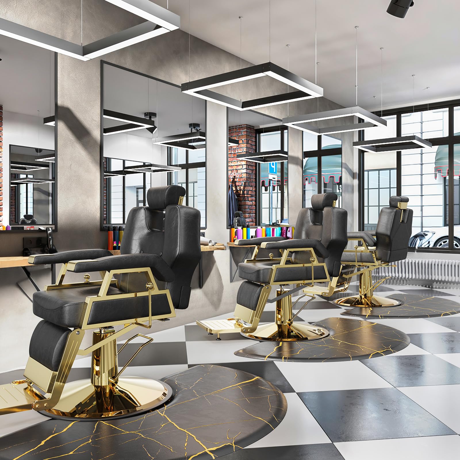 OmySalon 3'x5' Semi Circle Salon Anti Fatigue Mat with Round Cutout 5/8" Thick