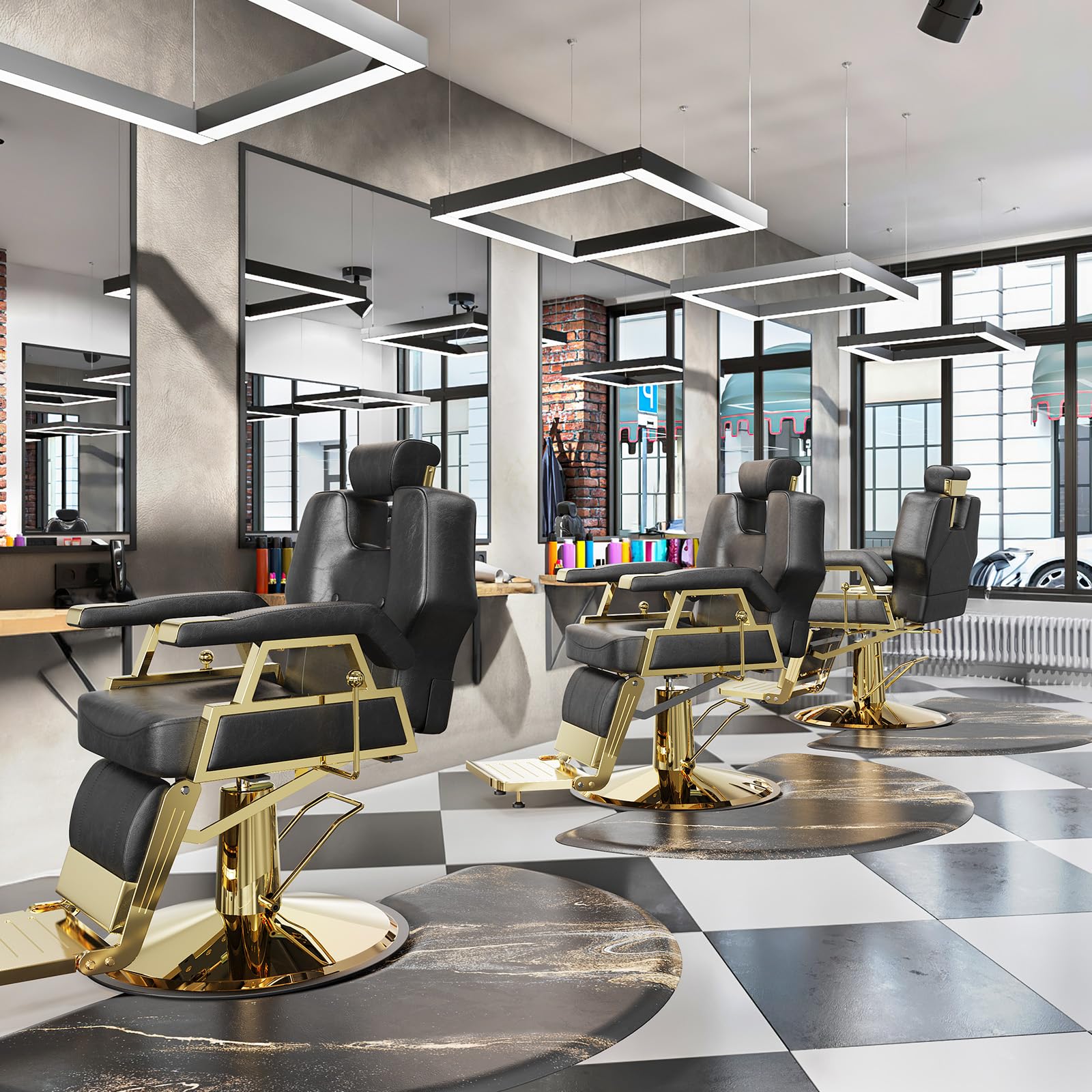 OmySalon 3'x5' Semi Circle Salon Anti Fatigue Mat with Round Cutout 5/8" Thick