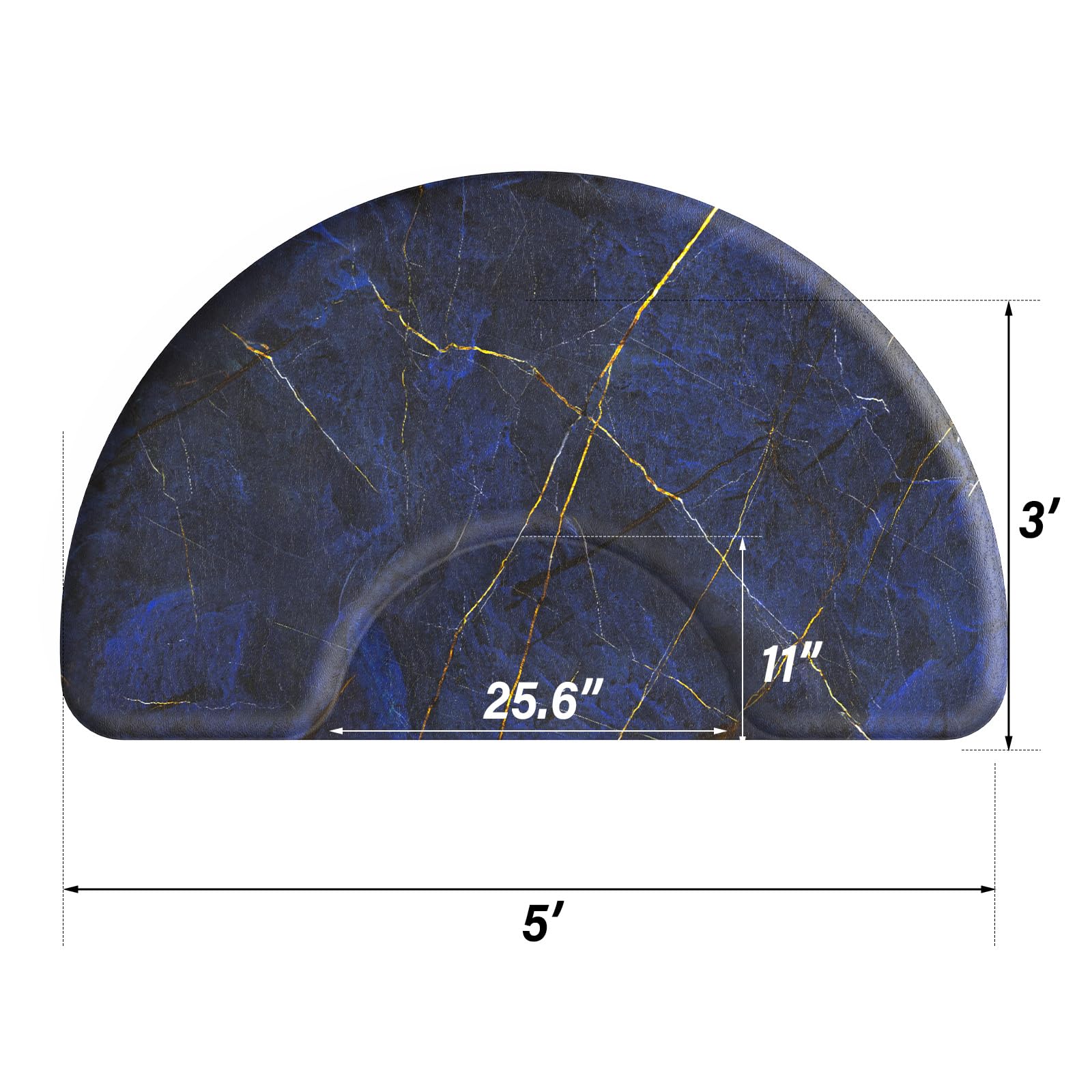 OmySalon 3'x5' Semi Circle Salon Anti Fatigue Mat with Round Cutout 5/8" Thick