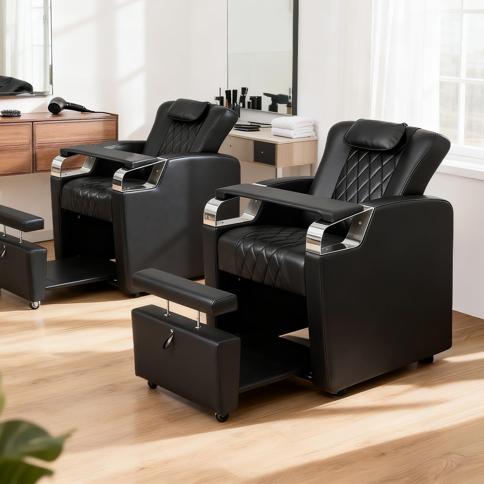 OmySalon PCE-WRS Electric Pedicure Chair with Adjustable Backrest & Movable Hand Pillow & Hidden Storage Platform