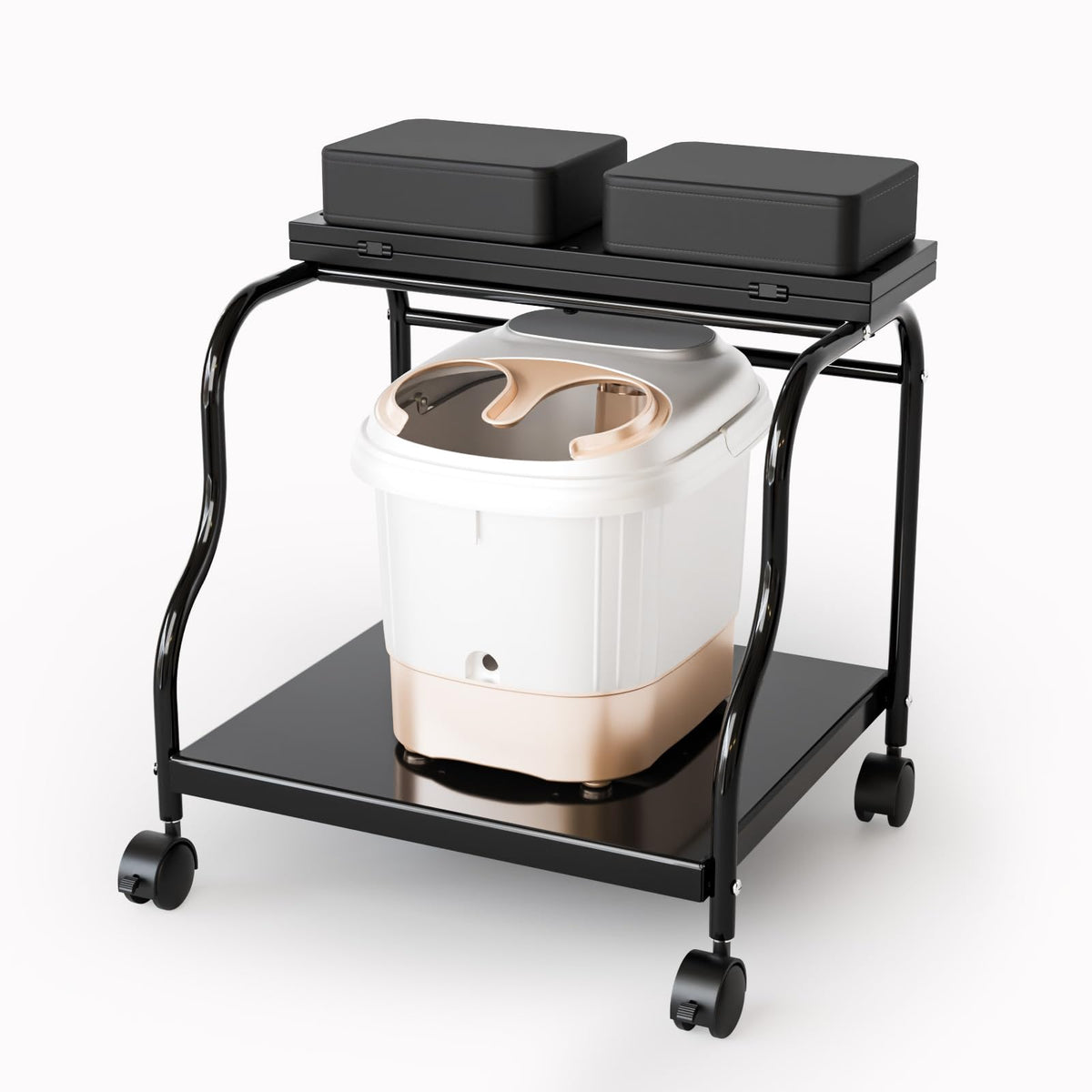 OmySalon SFBCM Portable Foot Bath Pedicure Trolley Cart with Foldable Board