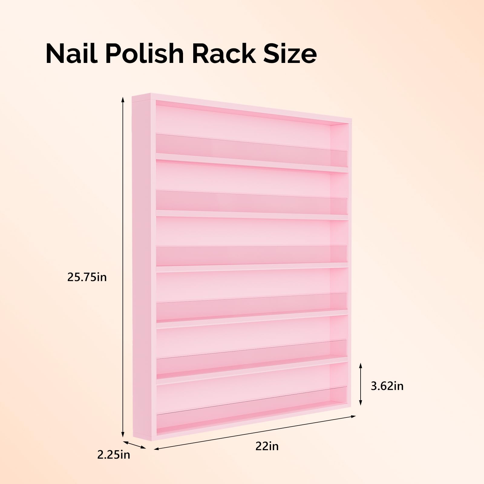 OmySalon 6 Layers Wall Mount Nail Polish Organizer Rack w/Acrylic Baffle