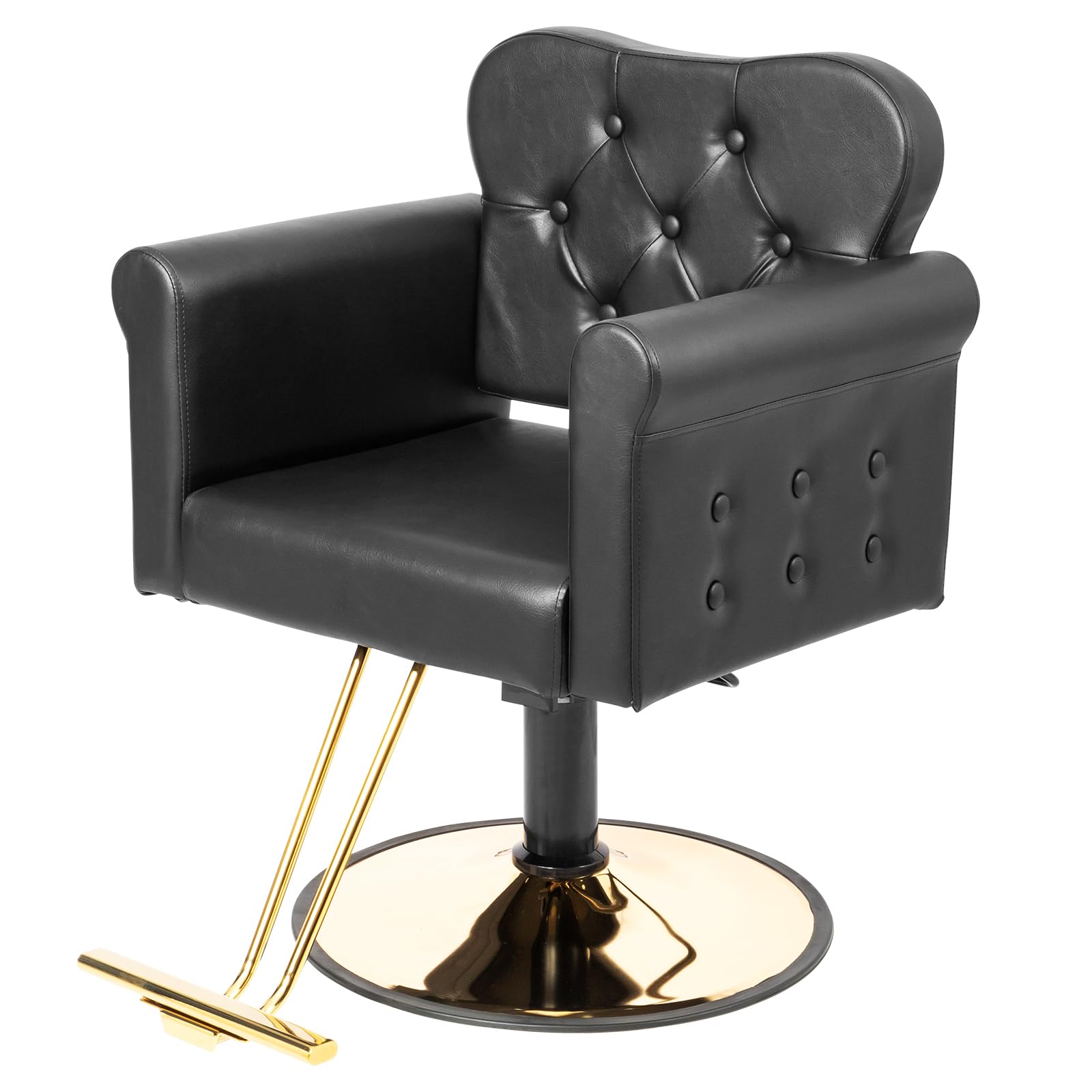 OmySalon SC2701 Heavy Duty Hydraulic Swivel Hair Stylist Salon Chair w/Button Tufting and Curved Backrest