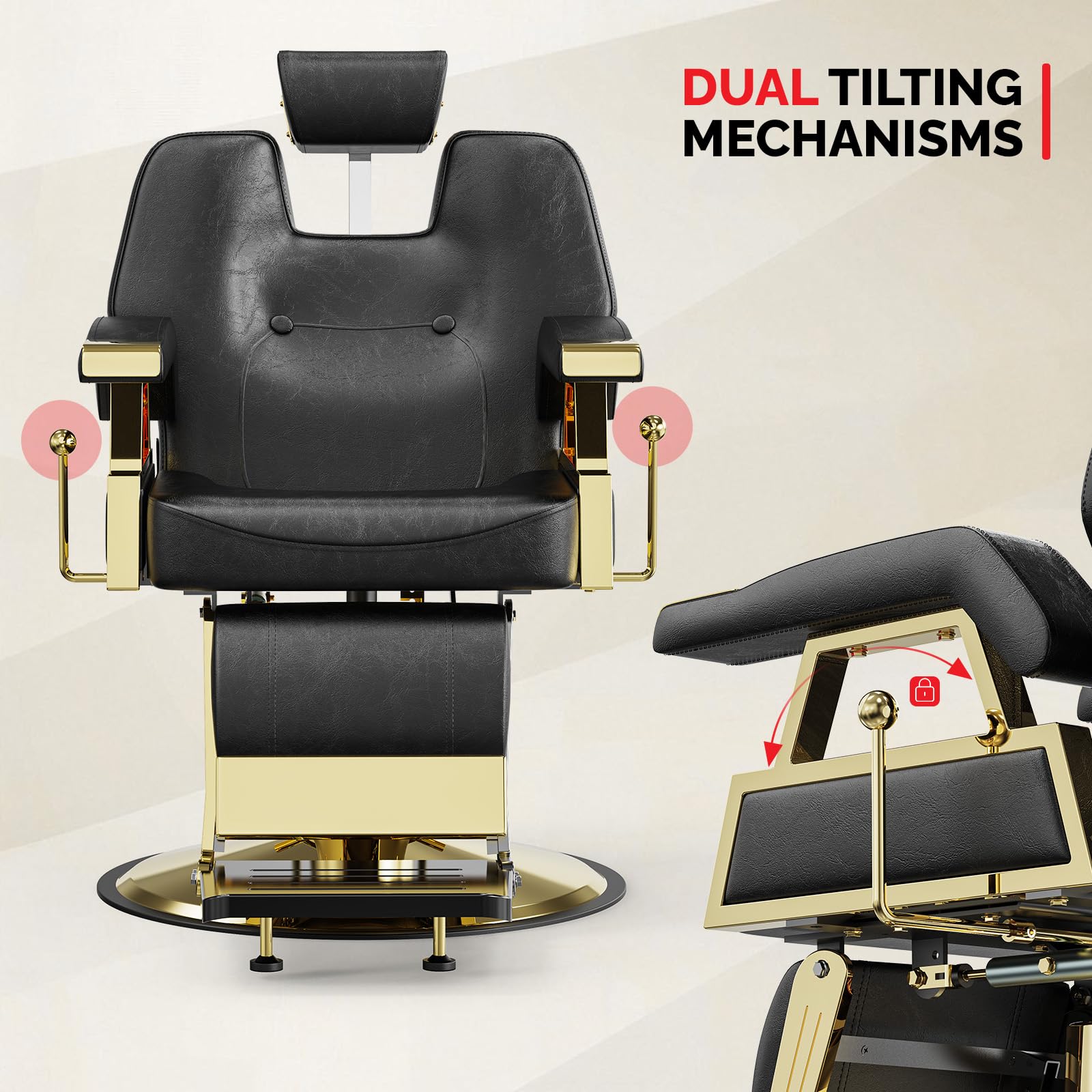 OmySalon BC1501 Professional Heavy Duty Hydraulic Reclining Barber Chair