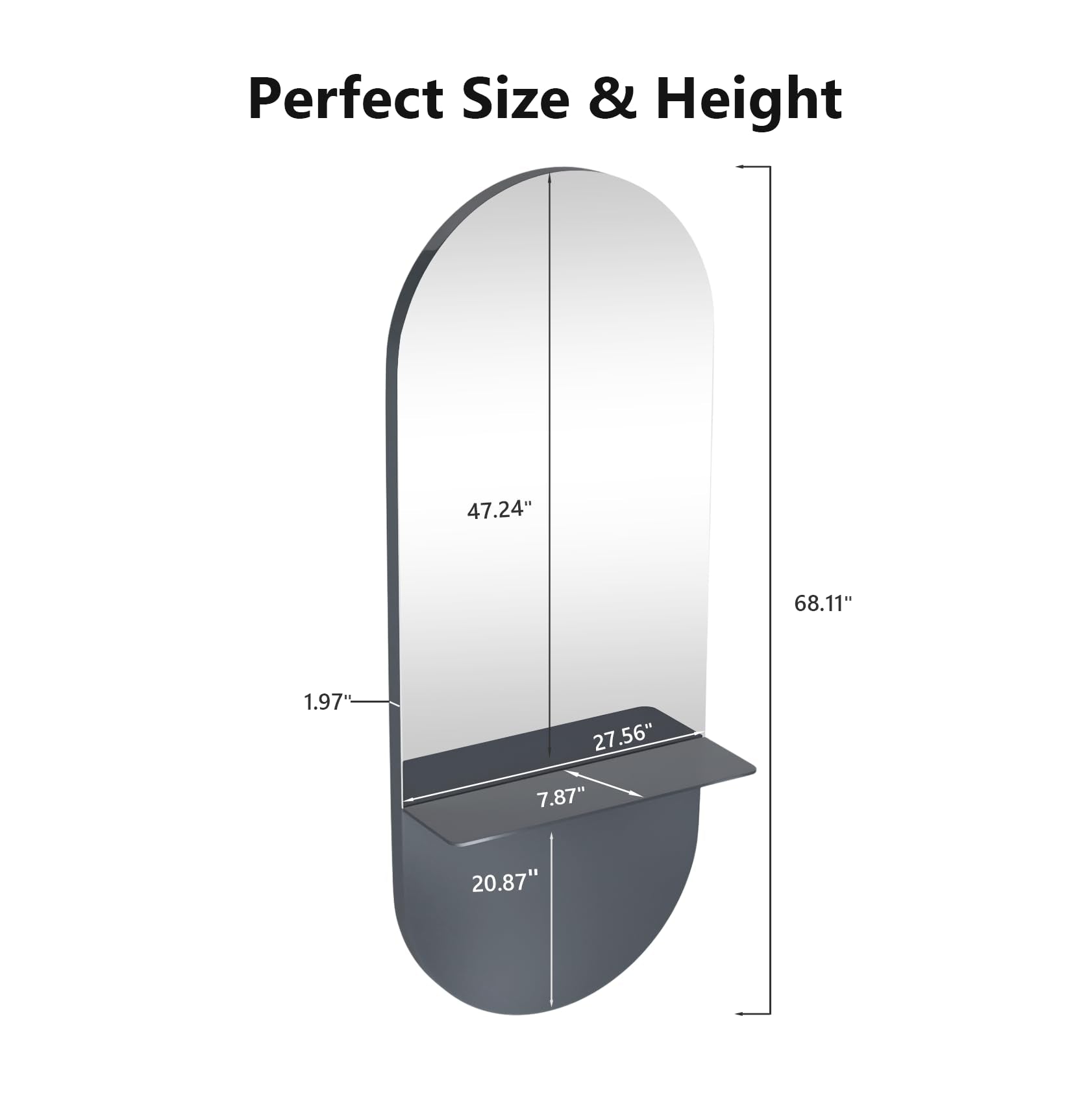 OmySalon SMC Large Oval Wall Mounted Full Body Mirror with Removable Shelf