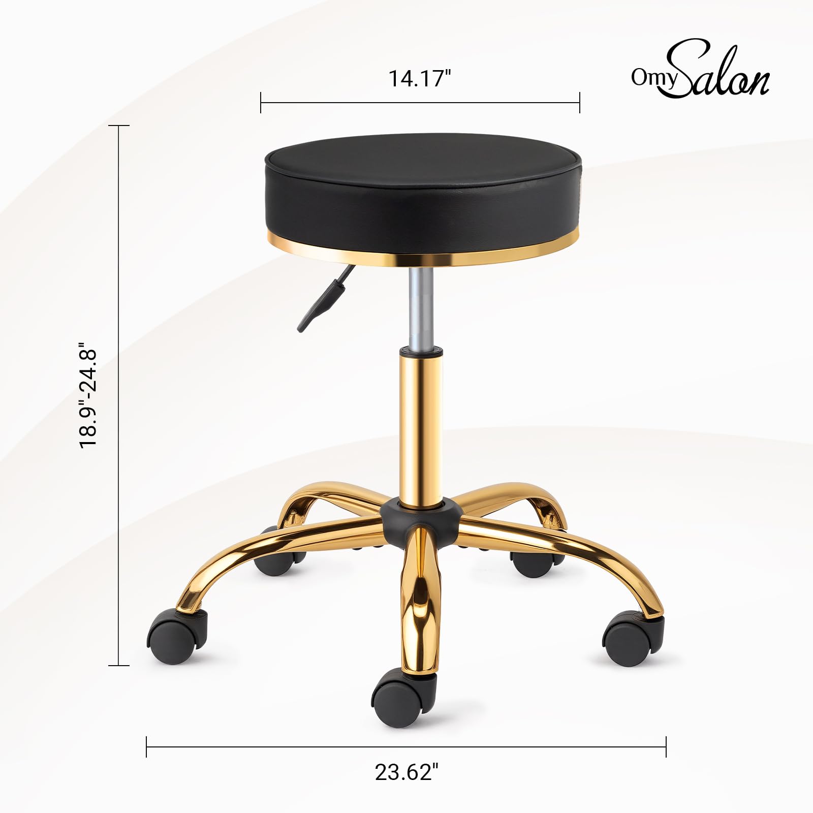 OmySalon Luxury 360° Swivel Hydraulic Adjustable Rolling Round Stool with Wheels