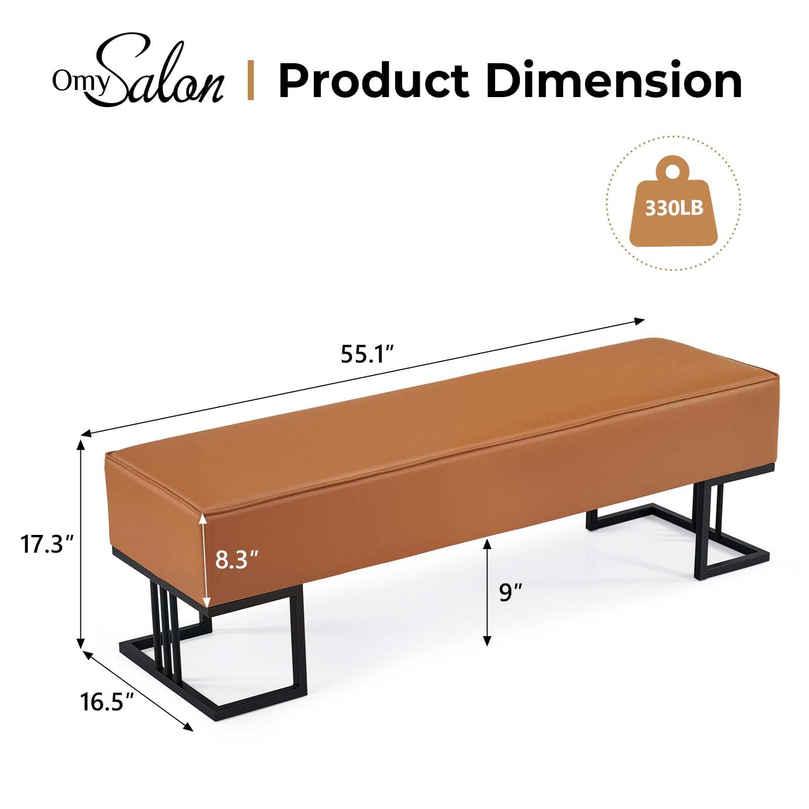 OmySalon WRB1402 55.1in Faux Leather Waiting Room Reception Bench Chair