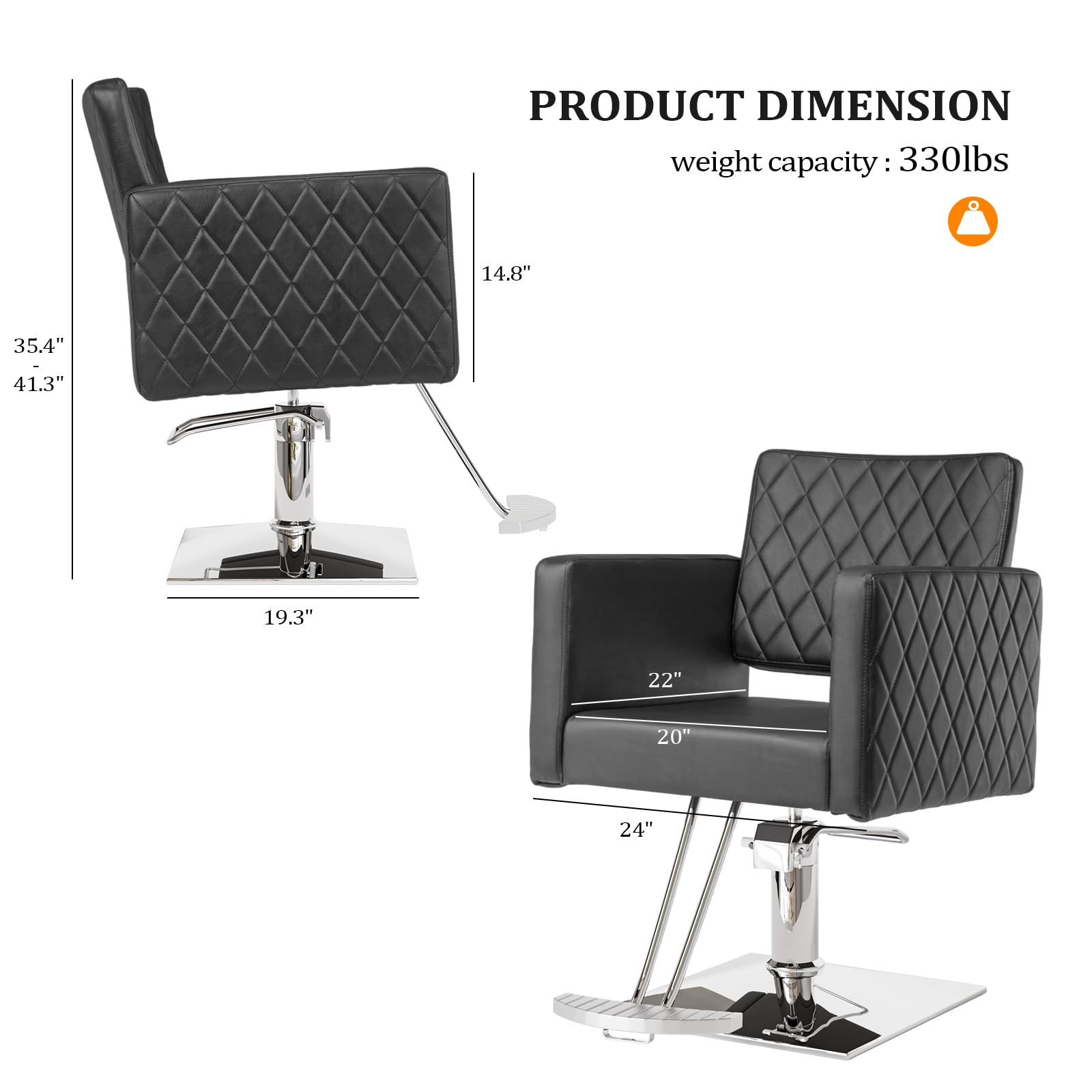 OmySalon SC2002 Heavy Duty Hydraulic Wide Seat Hair Stylist Salon Chair