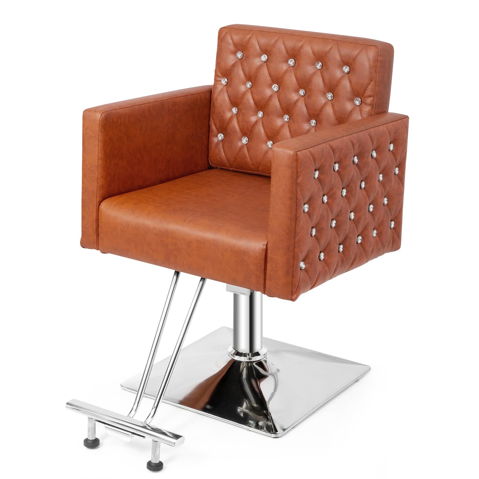 OmySalon SC2801 Modern Heavy Duty Hydraulic Swivel Hair Stylist Salon Chair with Curved Armrests
