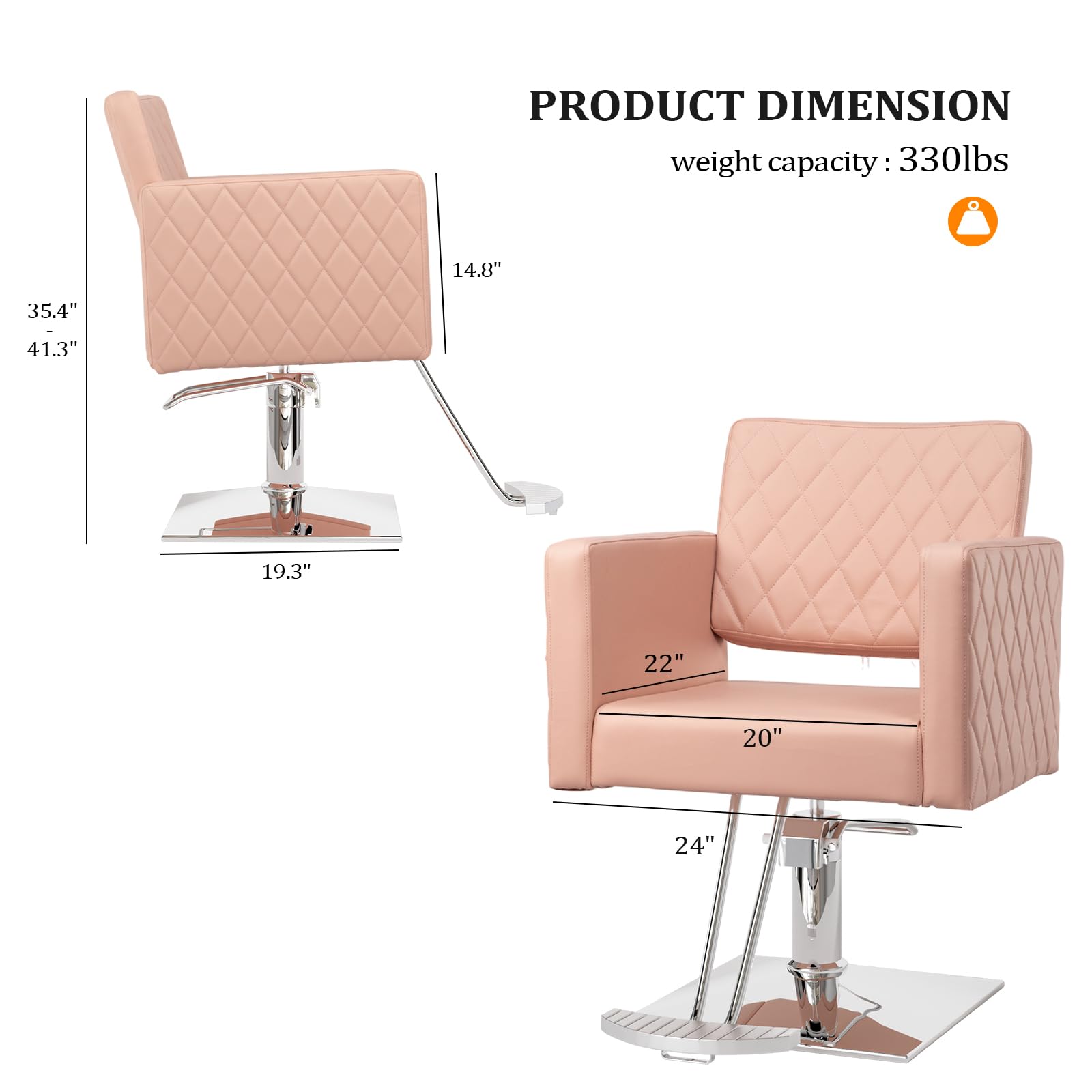 OmySalon SC2002 Heavy Duty Hydraulic Wide Seat Hair Stylist Salon Chair