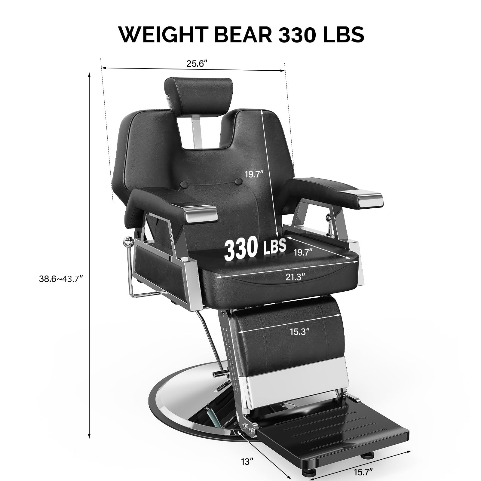 OmySalon BC1501 Professional Heavy Duty Hydraulic Reclining Barber Chair