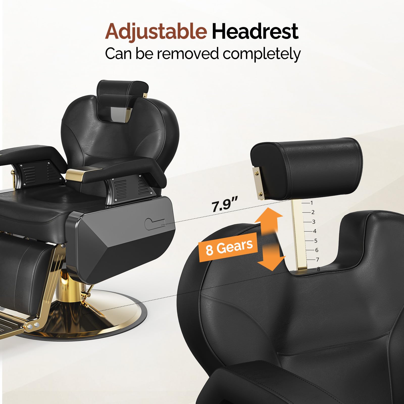OmySalon BC1202 Classical Style Heavy Duty Hydraulic Reclining Barber Chair