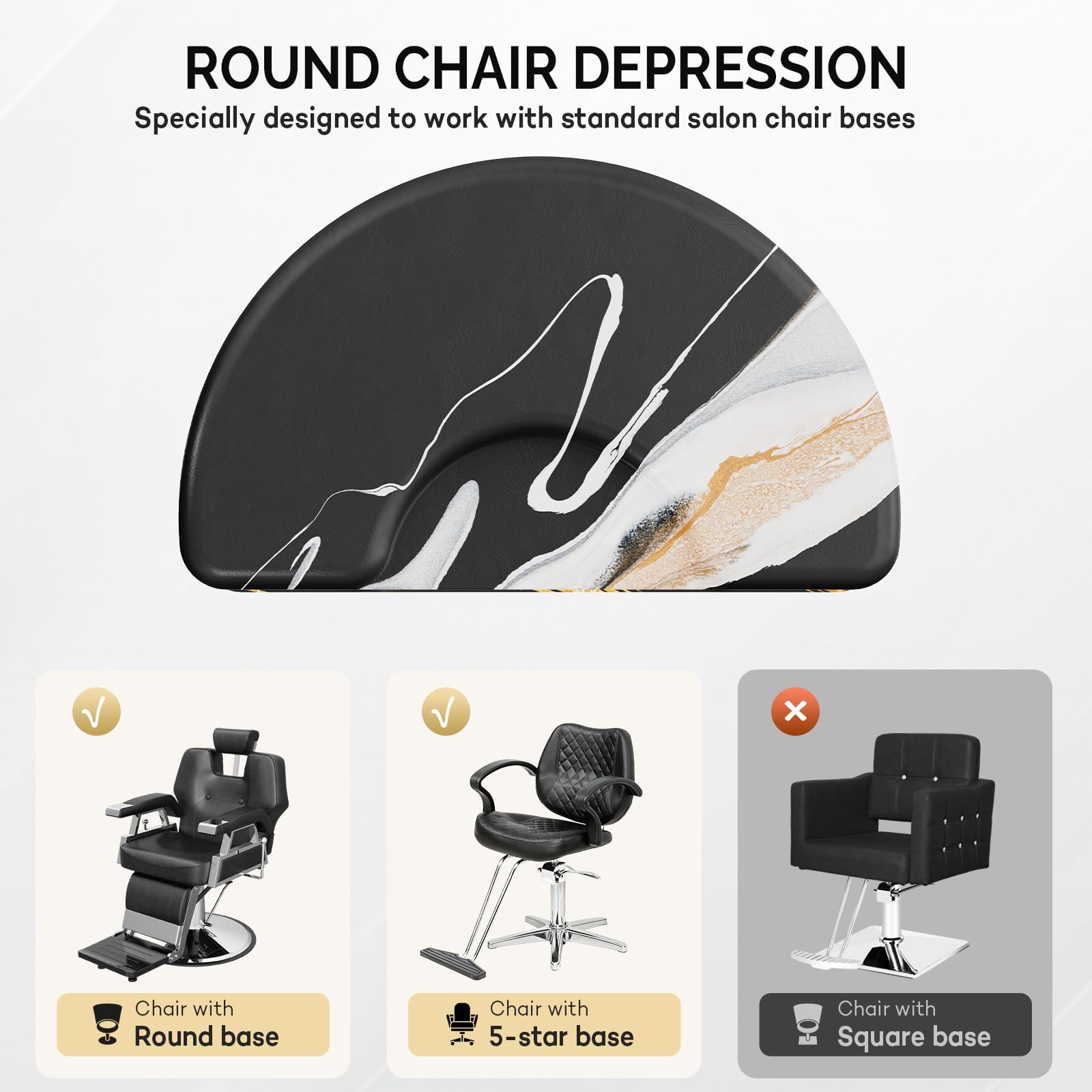 OmySalon 3'x5' Semi Circle Salon Anti Fatigue Mat with Round Cutout 5/8" Thick