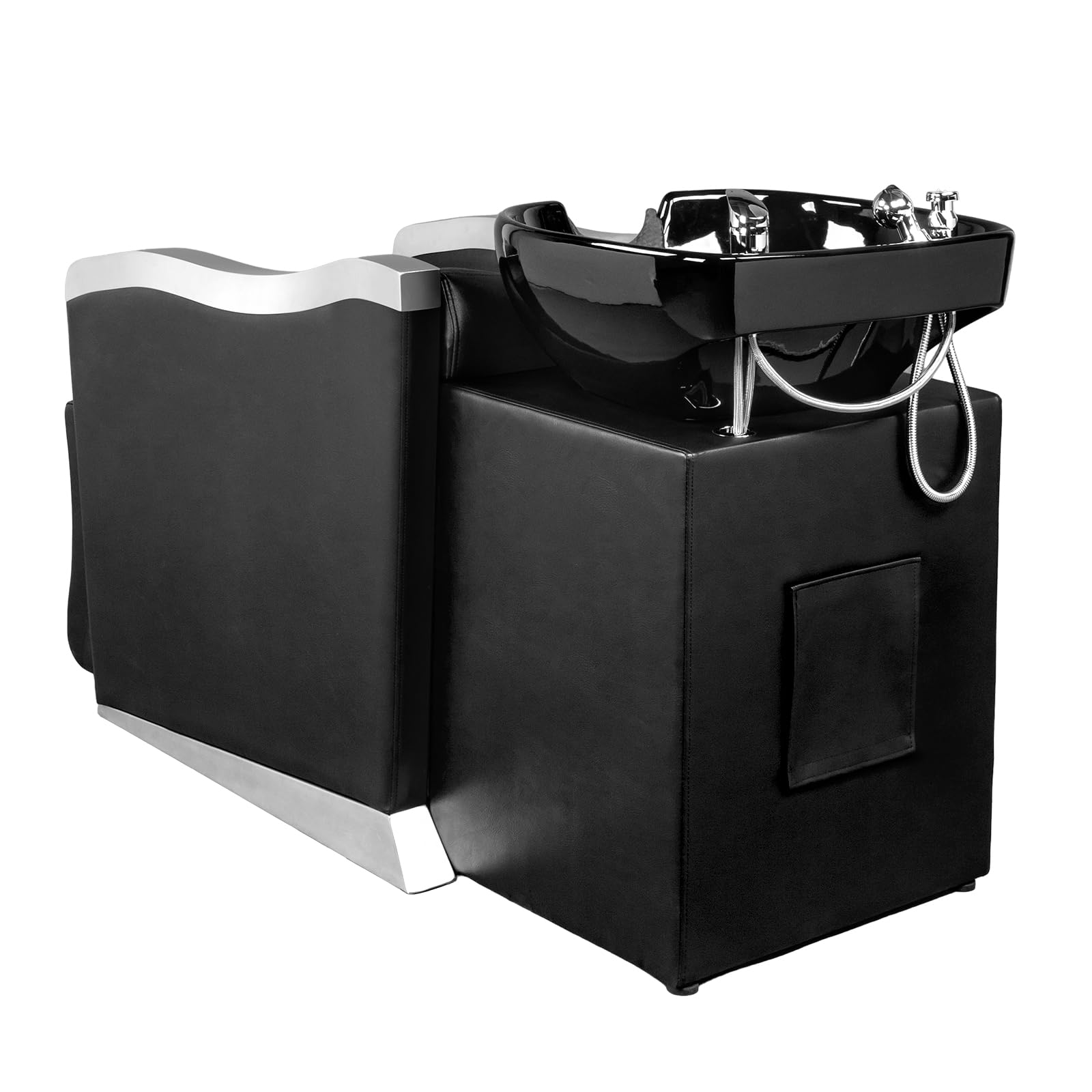 OmySalon BU1501 Salon Shampoo Bowl and Chair Backwash Unit with Ceramic Wash Bowl & Adjustable Footrest