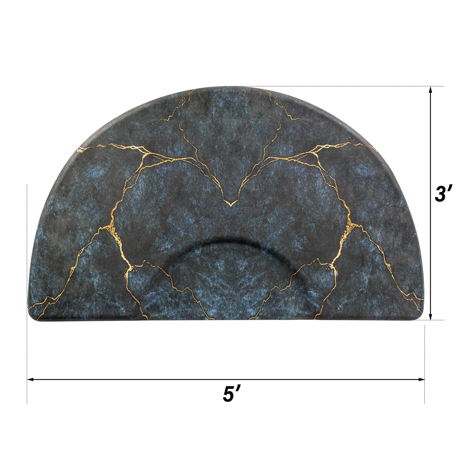 OmySalon 3'x5' Semi Circle Salon Anti Fatigue Mat with Round Cutout 5/8" Thick