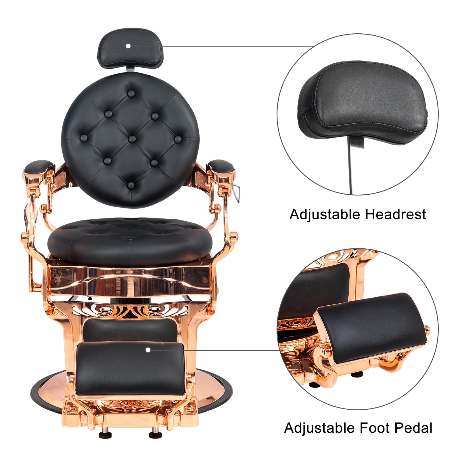 OmySalon BC1101 Vintage Style Heavy Duty Hydraulic Recline Barber Chair