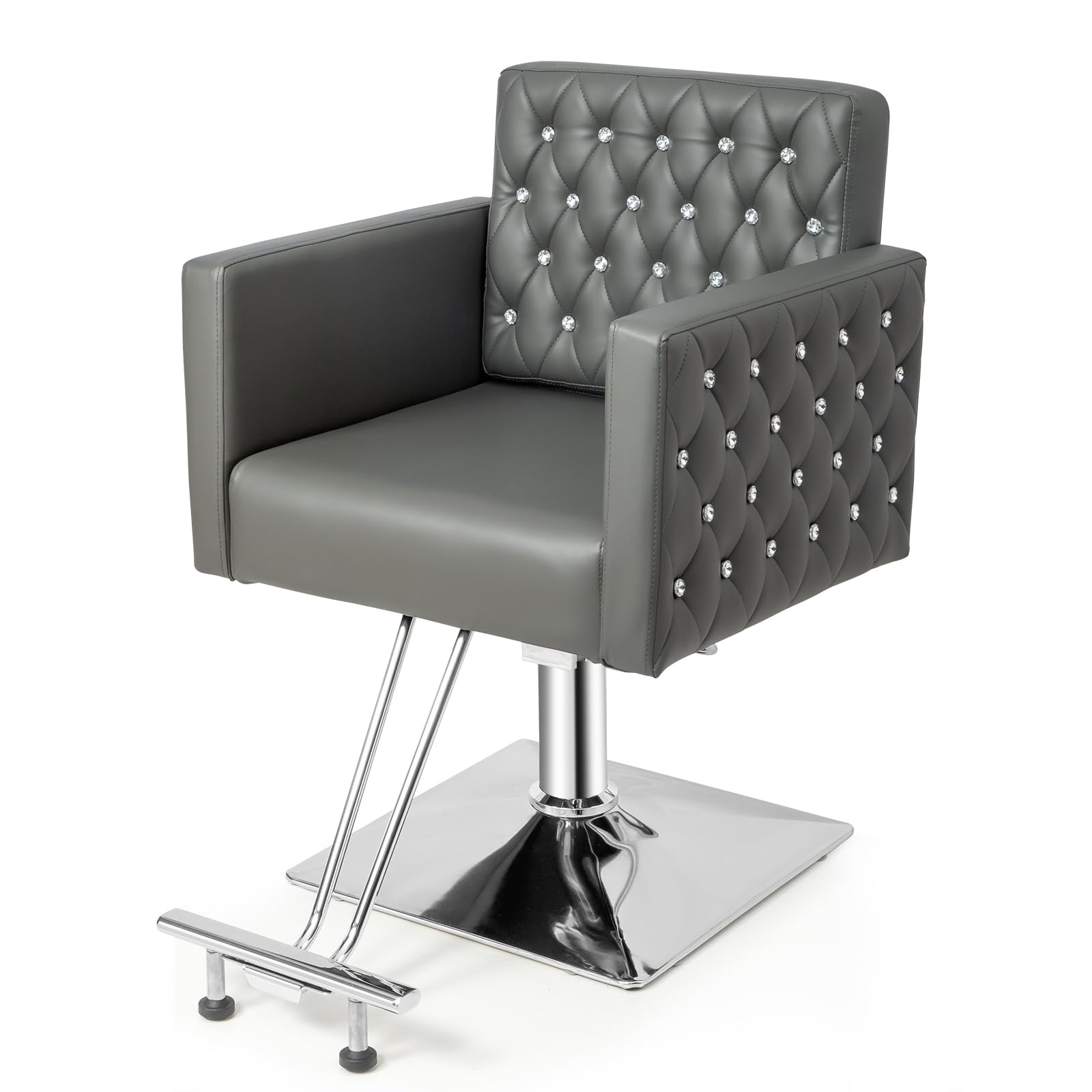 OmySalon SC2801 Modern Heavy Duty Hydraulic Swivel Hair Stylist Salon Chair with Curved Armrests