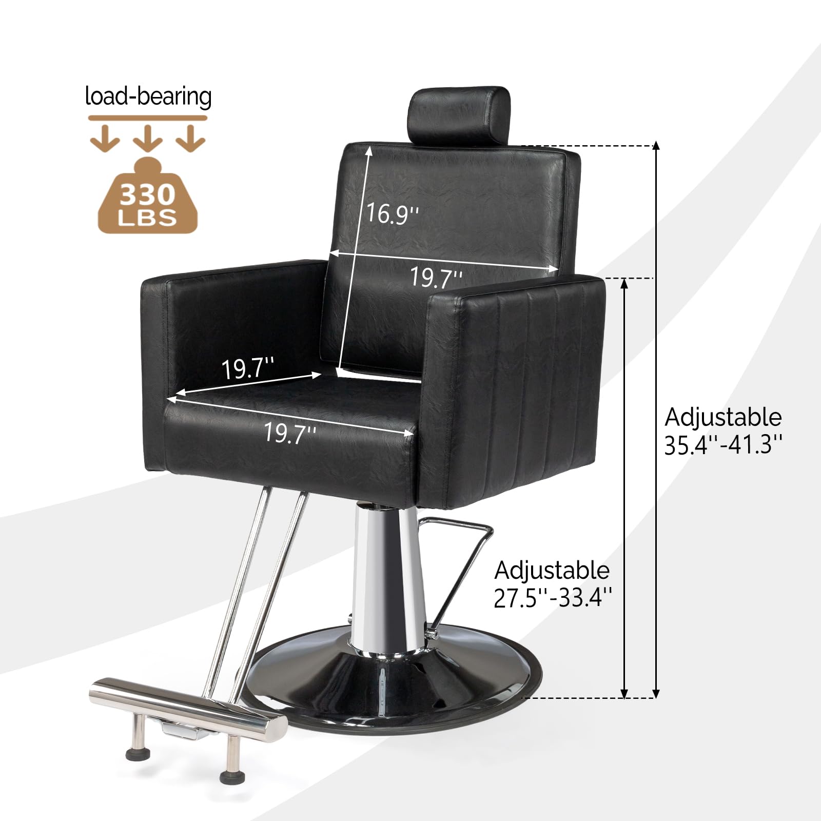 OmySalon SC2401 All Purpose Heavy Duty Reclining Hair Salon Chair w/Headrest and Embossed Pattern