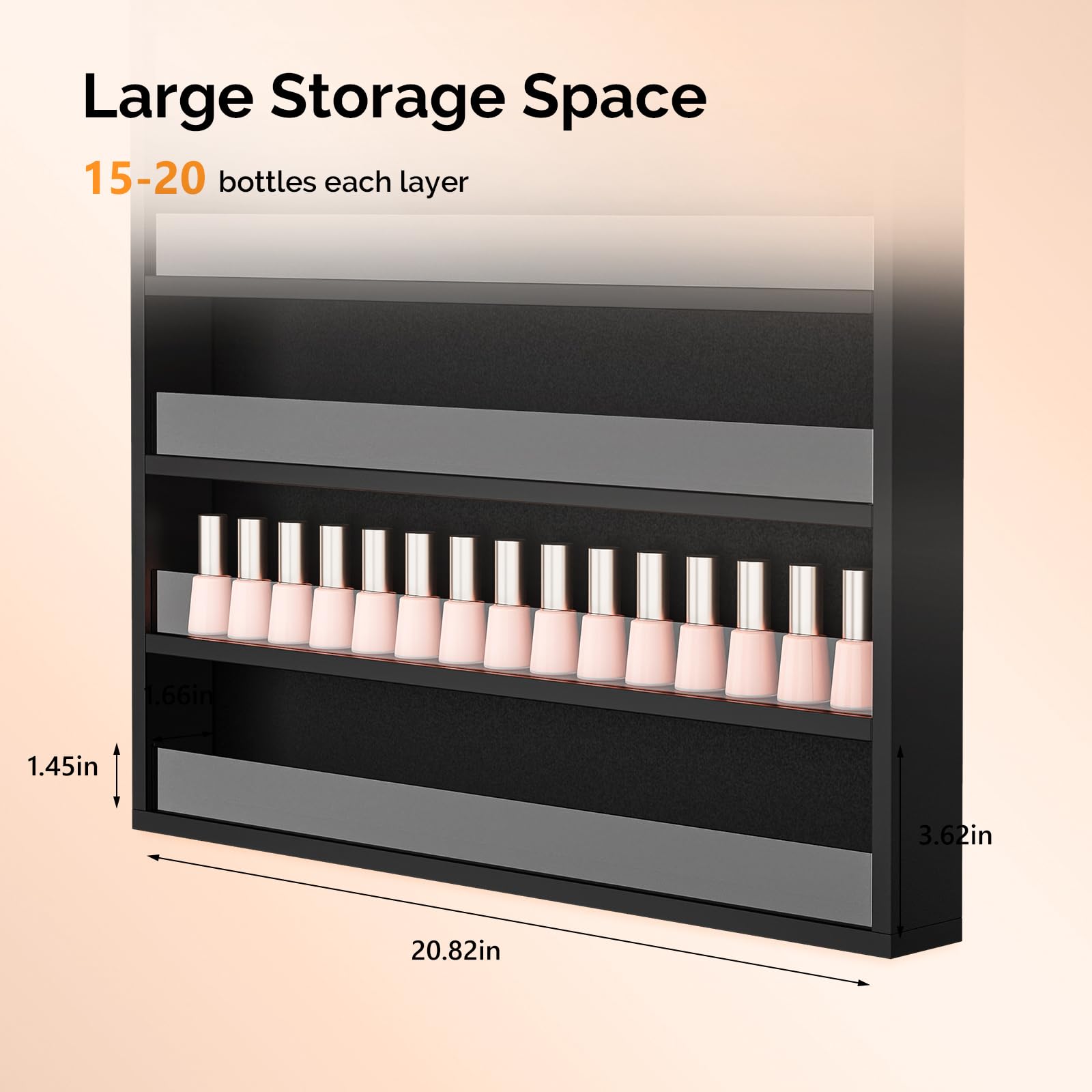 OmySalon 6 Layers Wall Mount Nail Polish Organizer Rack w/Acrylic Baffle