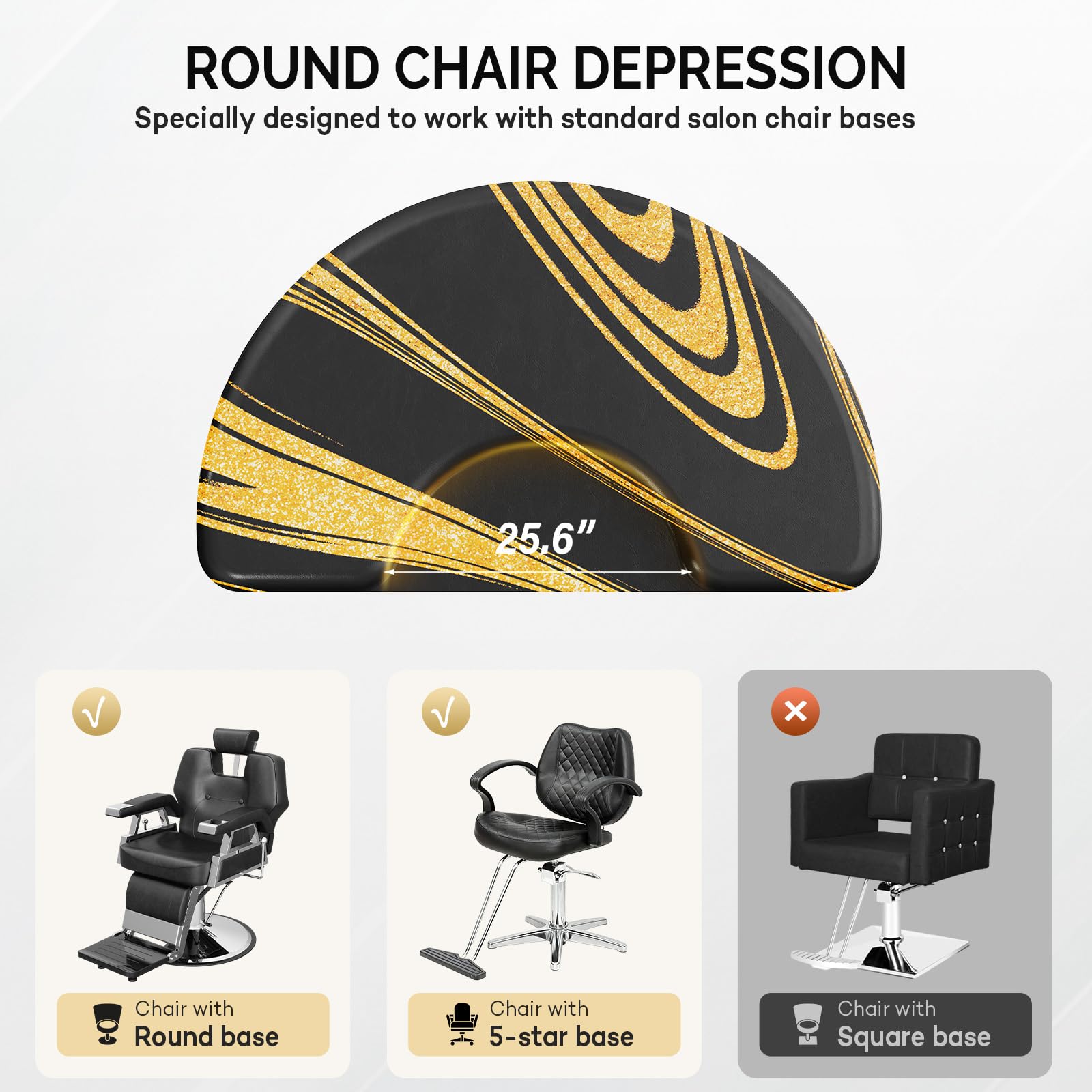 OmySalon 3'x5' Semi Circle Salon Anti Fatigue Mat with Round Cutout 5/8" Thick