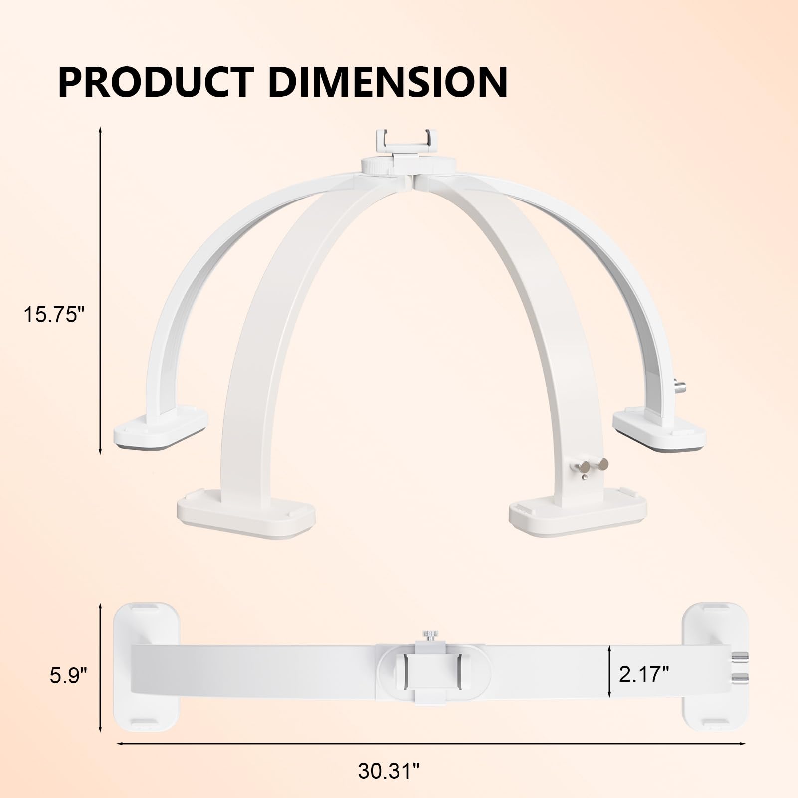 OmySalon 29" Foldable Shadowless Half Moon LED Nail Lamp with 3000-6500K Adjustable Color Temperature, Stepless Dimming & Phone Holder