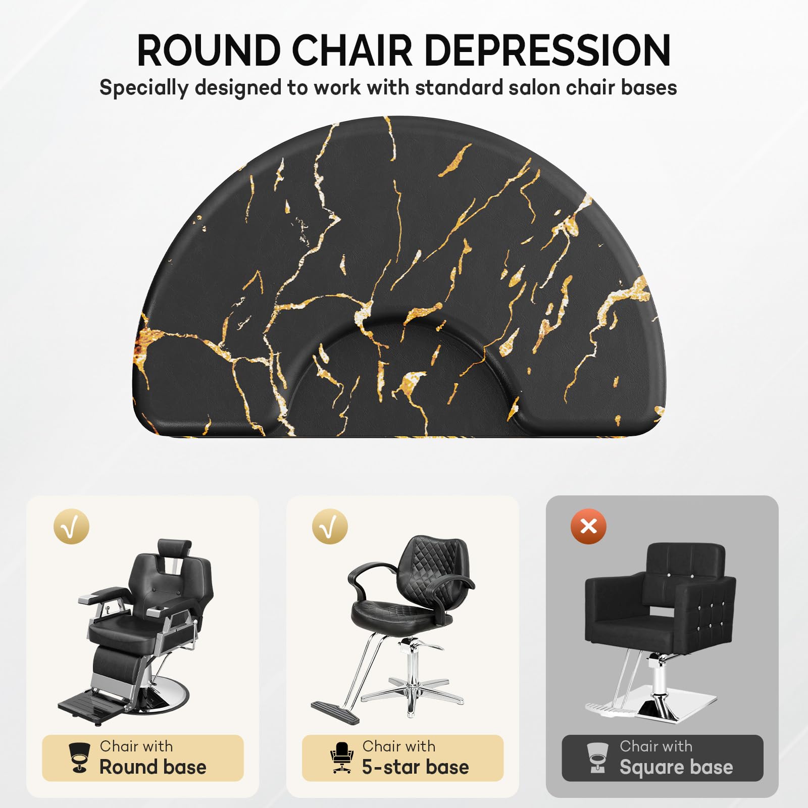 OmySalon 3'x5' Semi Circle Salon Anti Fatigue Mat with Round Cutout 5/8" Thick