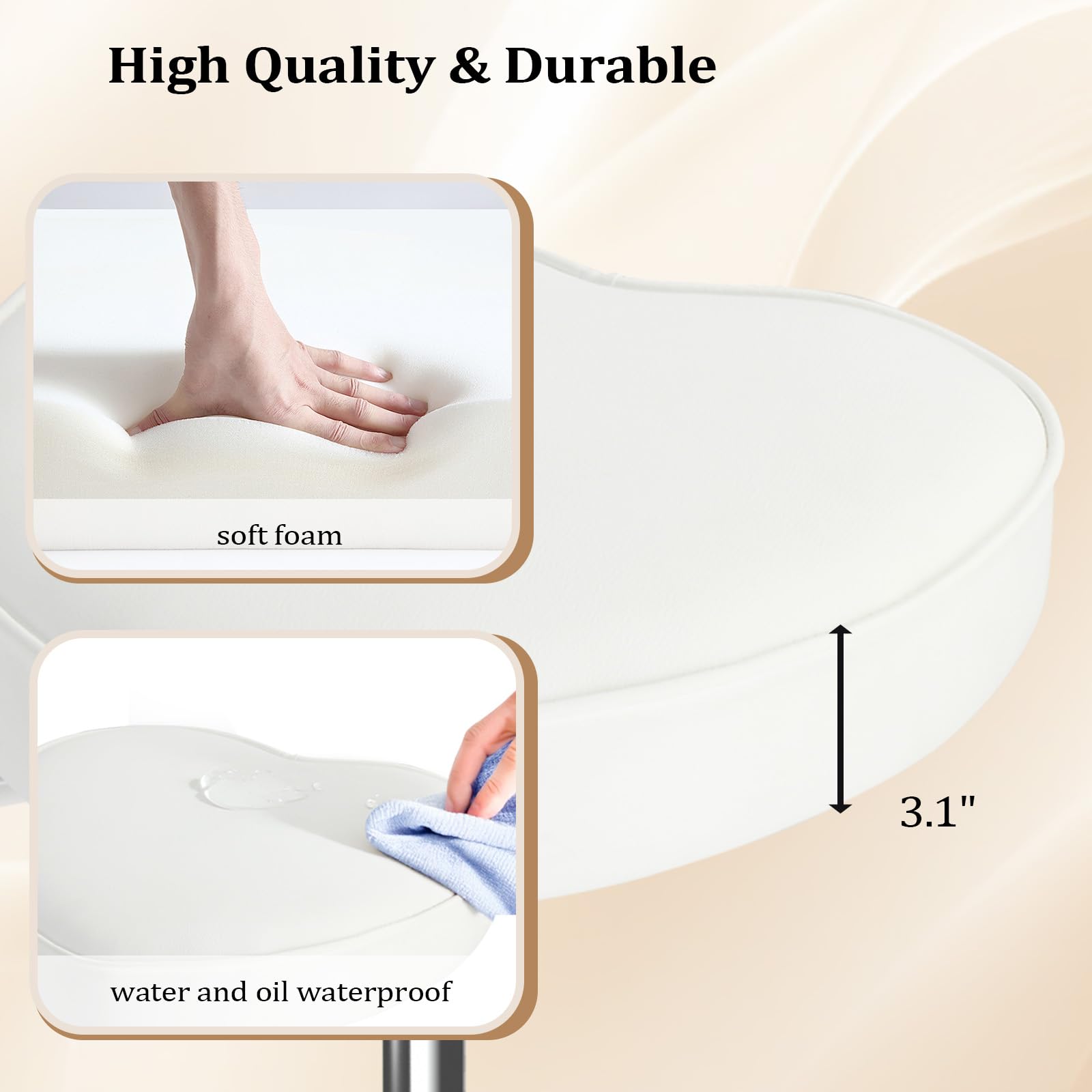 OmySalon 360° Swivel Heart-Shaped Hydraulic Rolling Salon Stool with Wheels