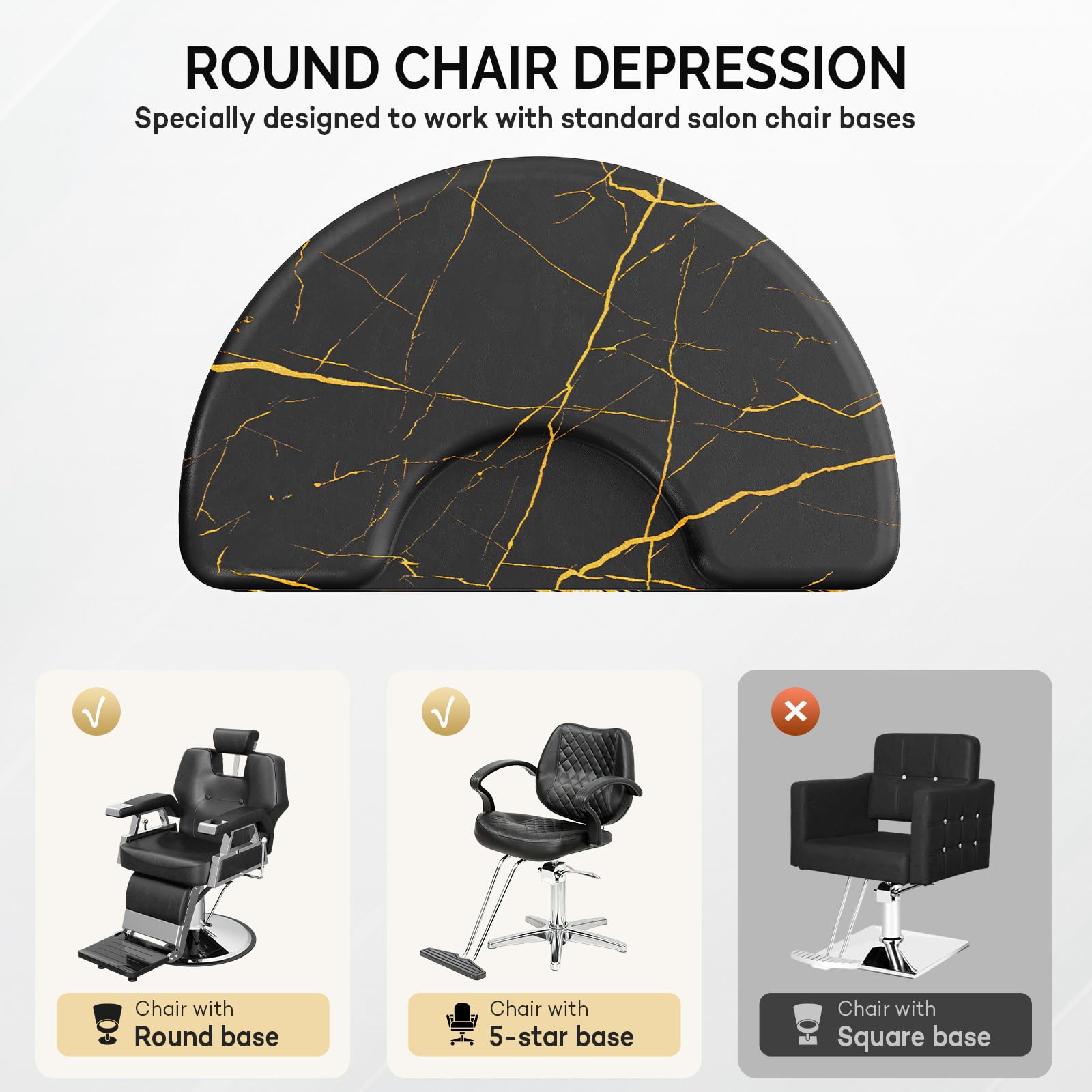 OmySalon 3'x5' Semi Circle Salon Anti Fatigue Mat with Round Cutout 5/8" Thick