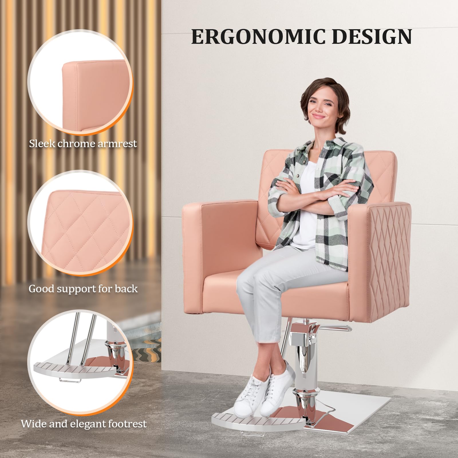 OmySalon SC2002 Heavy Duty Hydraulic Wide Seat Hair Stylist Salon Chair