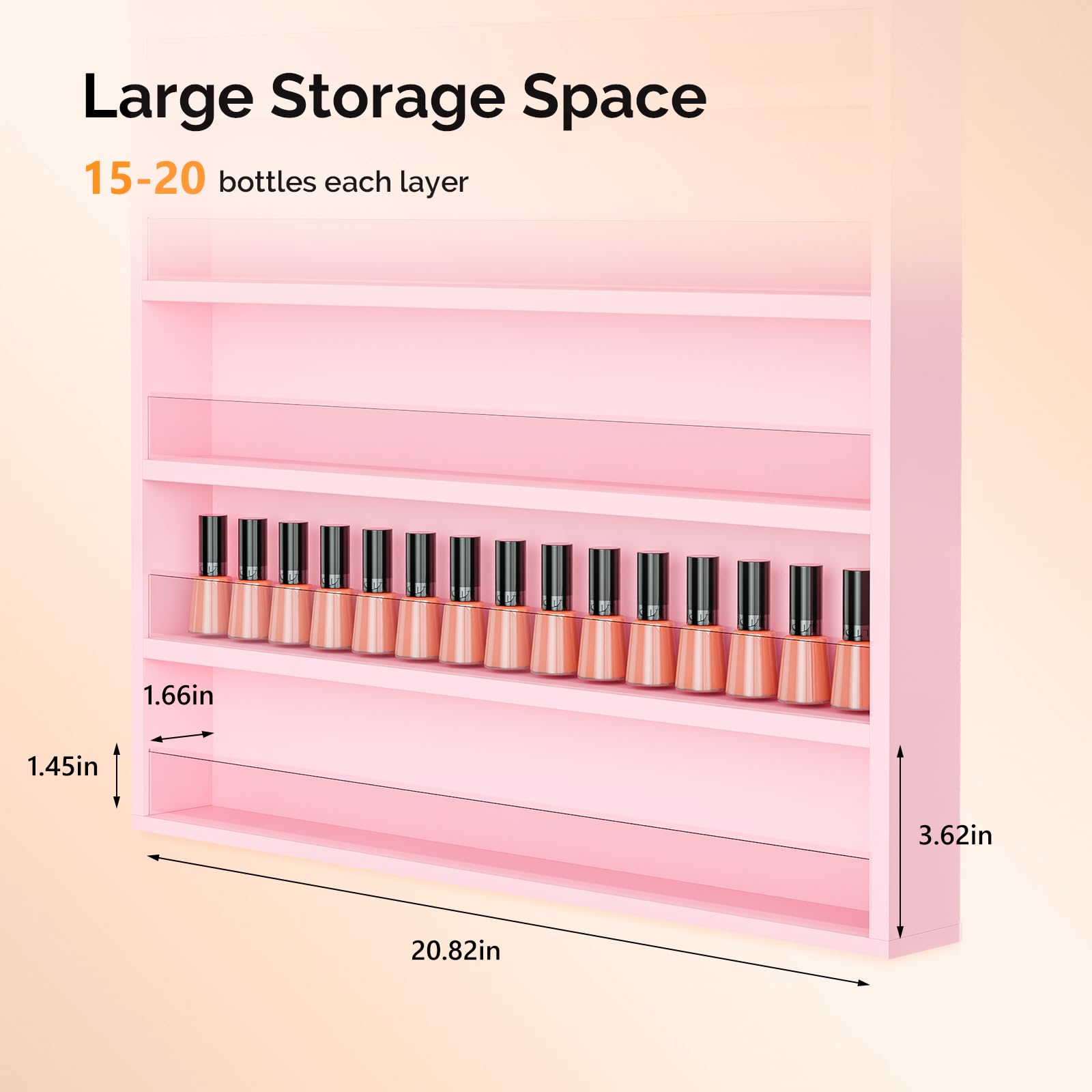 OmySalon 6 Layers Wall Mount Nail Polish Organizer Rack w/Acrylic Baffle
