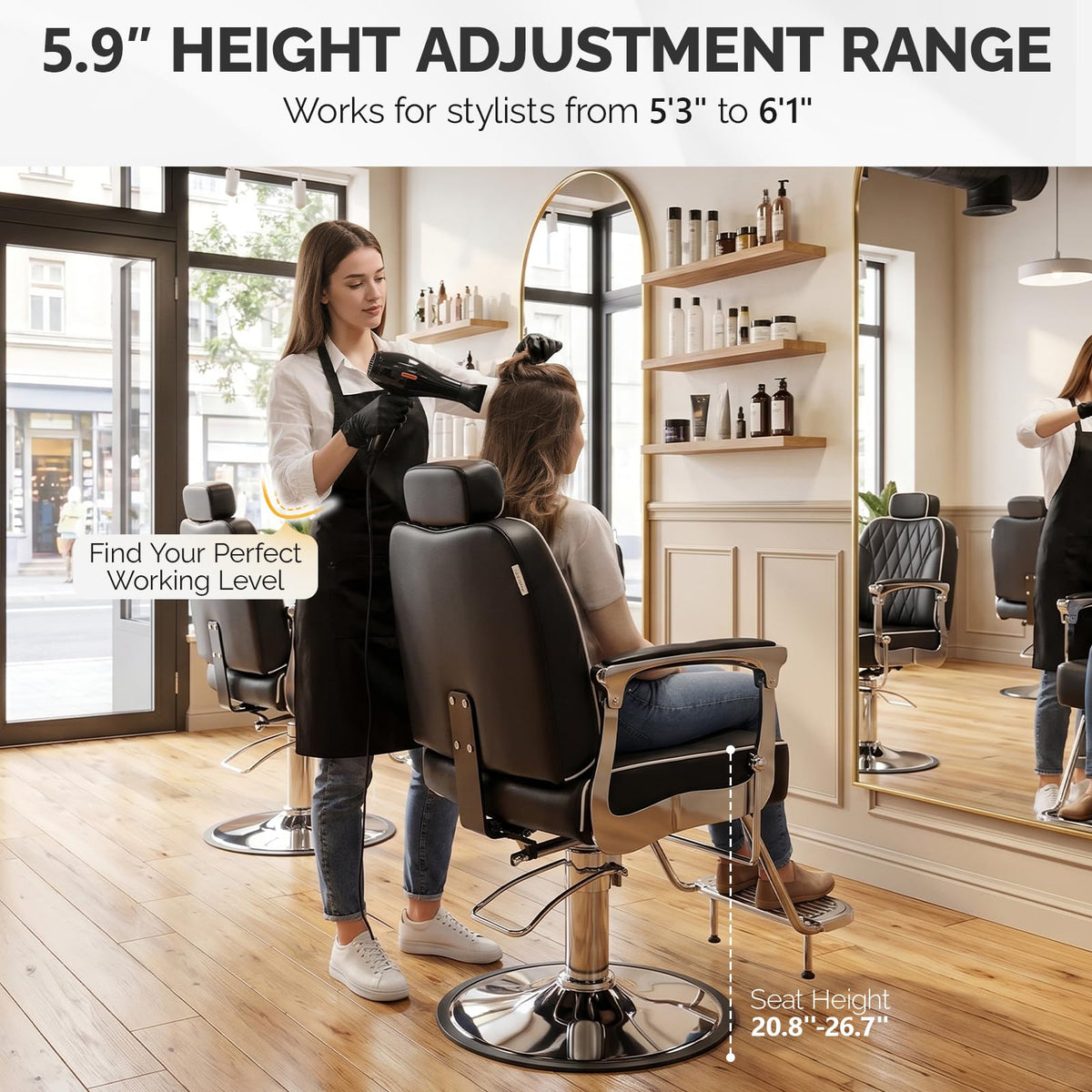 OmySalon SC3901 All Purpose Hydraulic Reclining Salon Chair w/Headrest