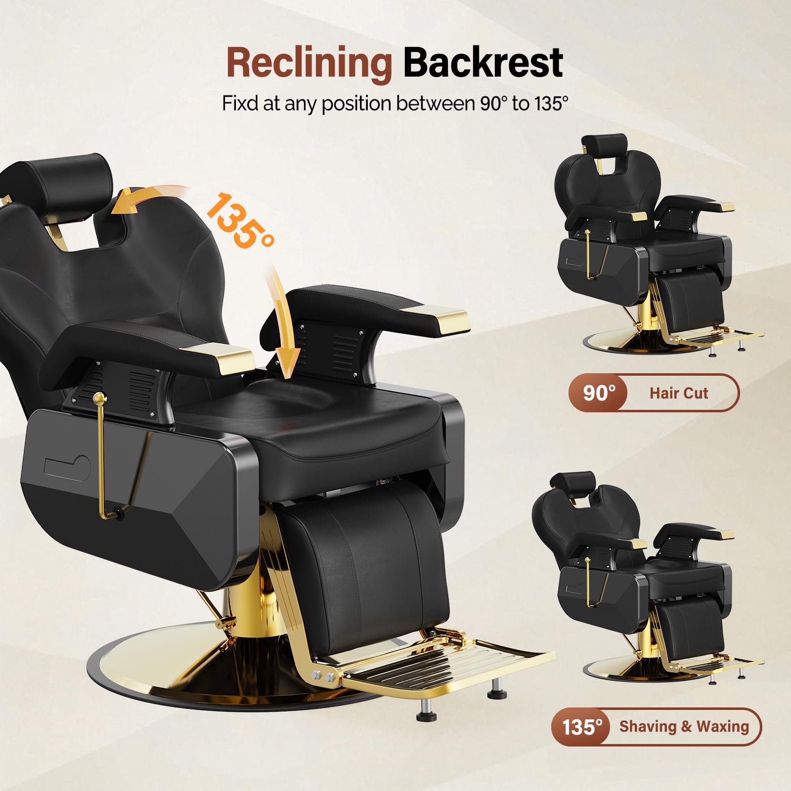 OmySalon BC1202 Classical Style Heavy Duty Hydraulic Reclining Barber Chair