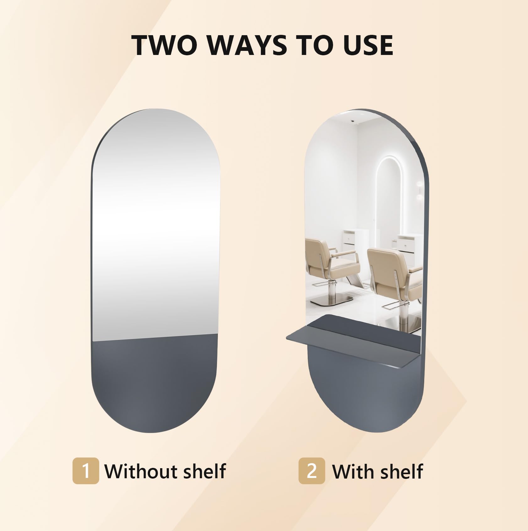 OmySalon SMC Large Oval Wall Mounted Full Body Mirror with Removable Shelf