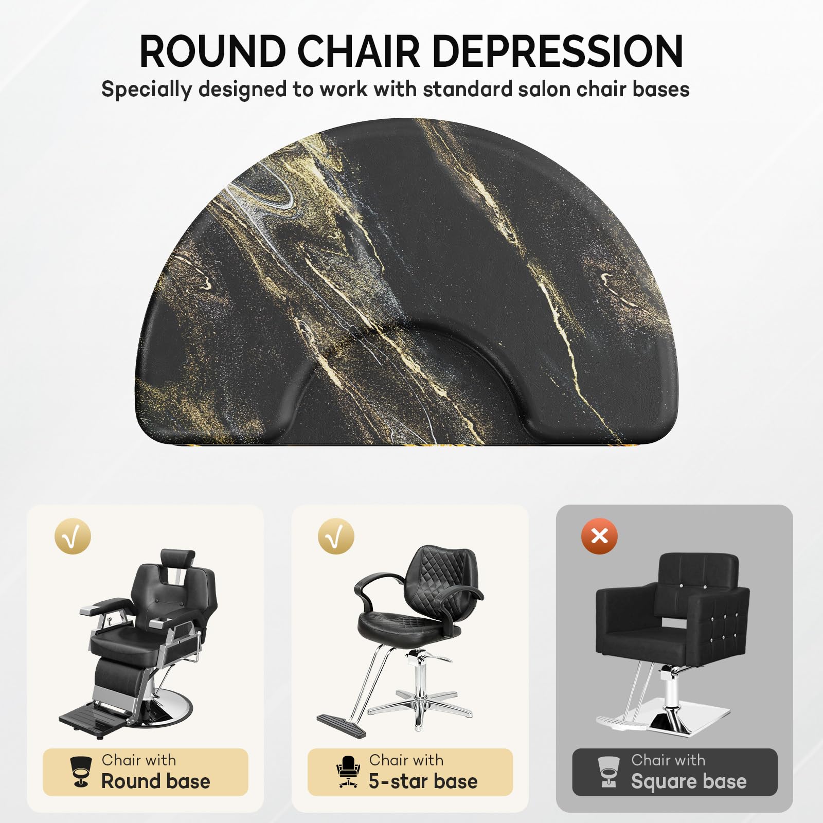 OmySalon 3'x5' Semi Circle Salon Anti Fatigue Mat with Round Cutout 5/8" Thick