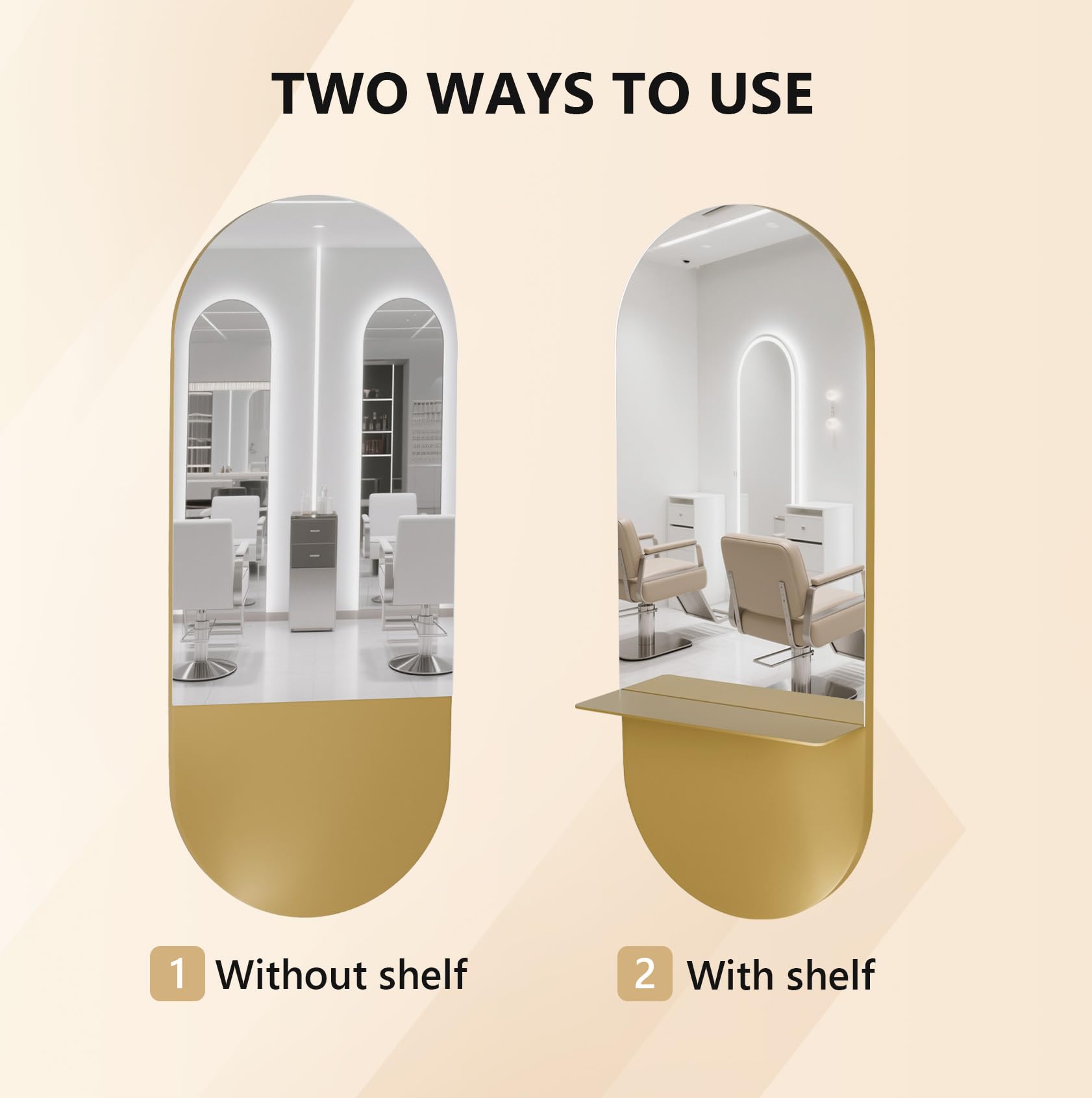 OmySalon SMC Large Oval Wall Mounted Full Body Mirror with Removable Shelf