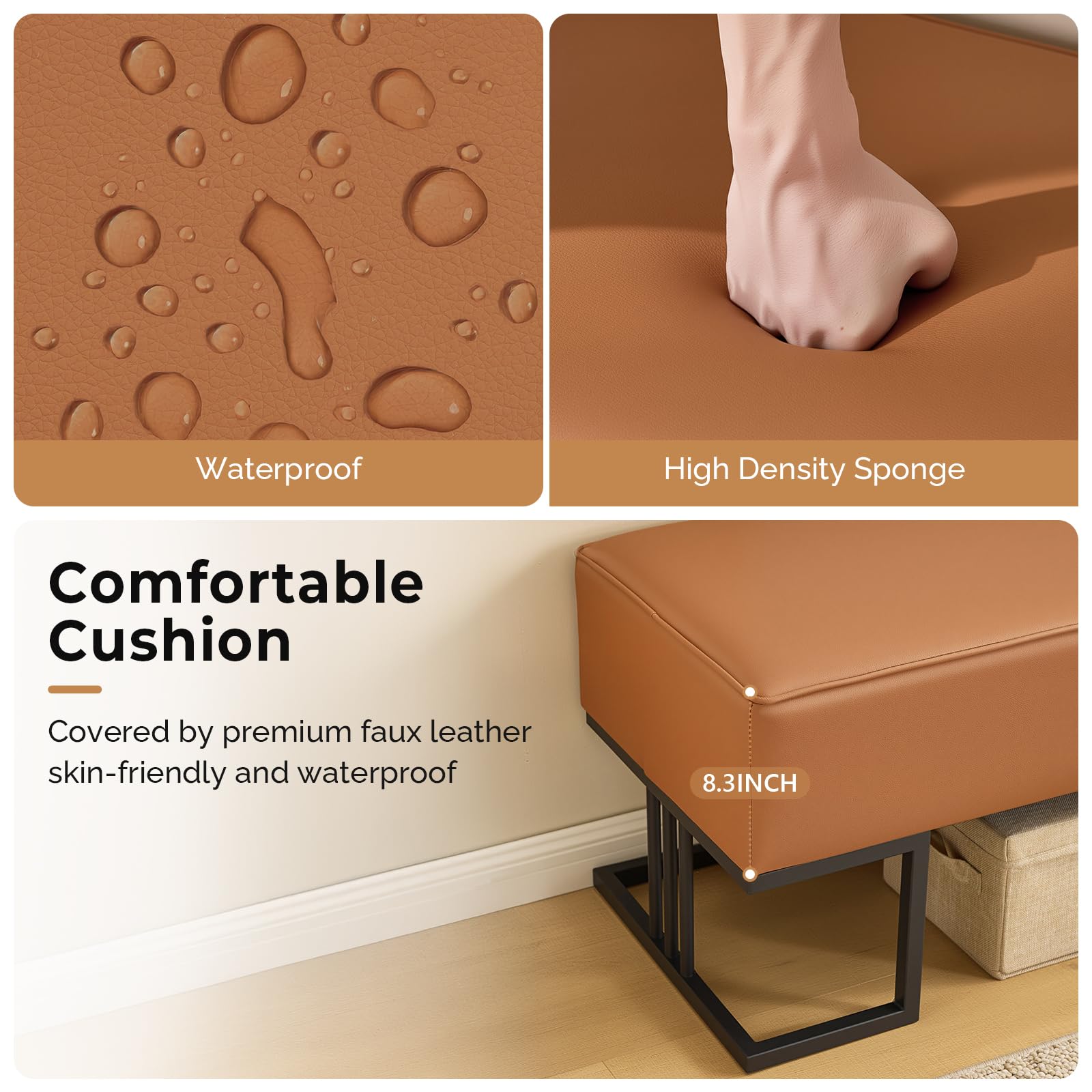 OmySalon WRB1402 55.1in Faux Leather Waiting Room Reception Bench Chair