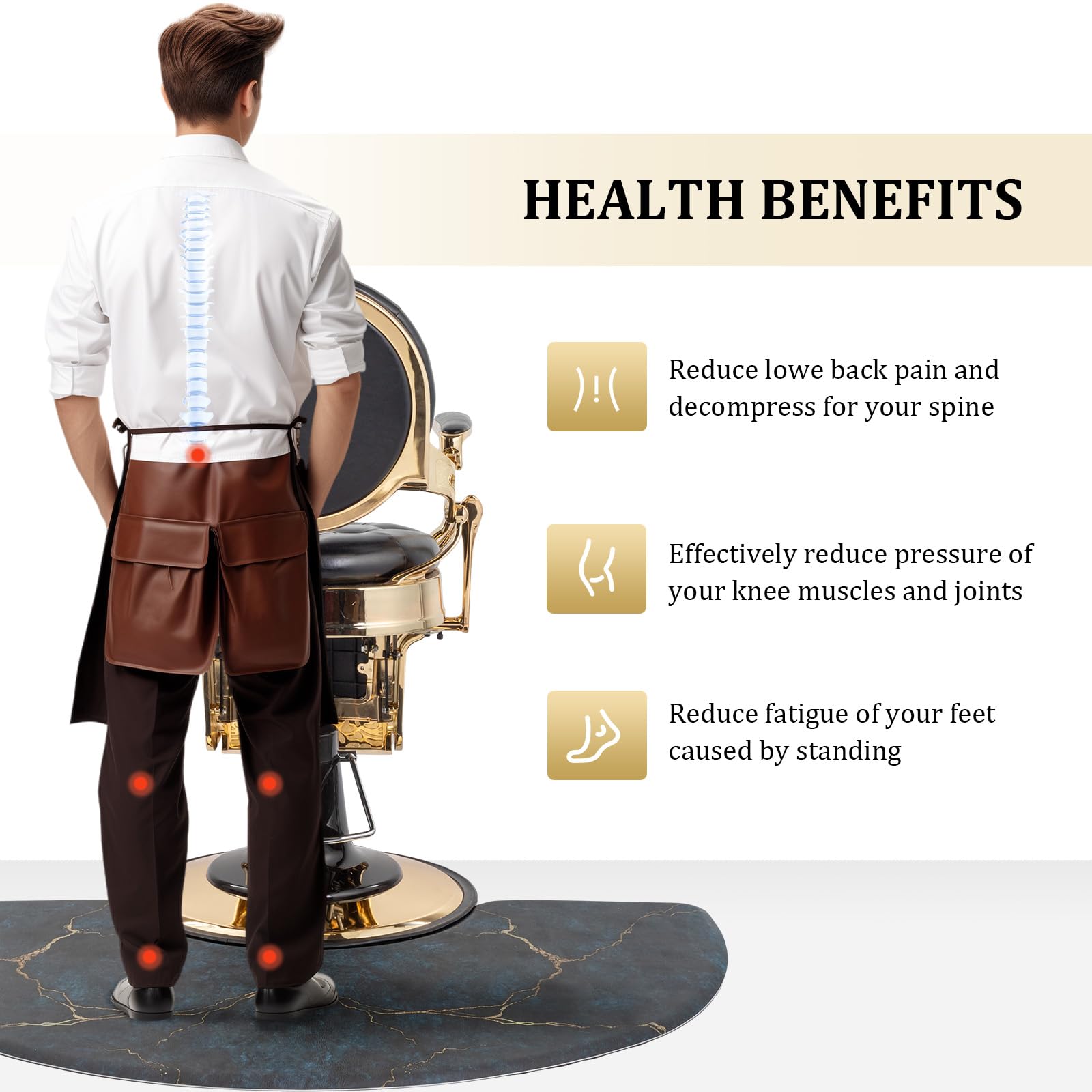 OmySalon 3'x5' Semi Circle Salon Anti Fatigue Mat with Round Cutout 5/8" Thick