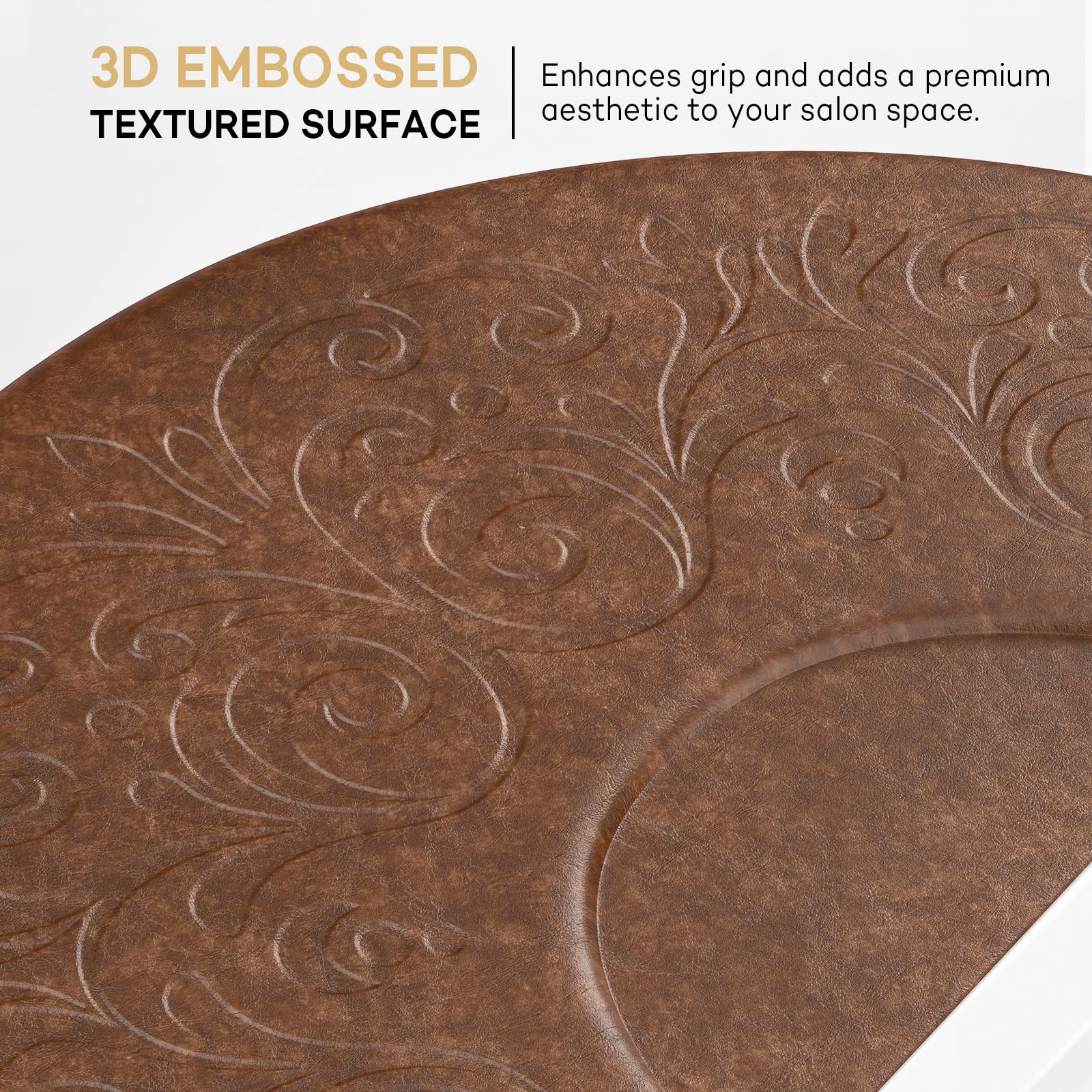 OmySalon 3'x5' Semi-Circle 3D Embossed Anti-Fatigue Salon Mat with Round Cutout 5/8" Thick