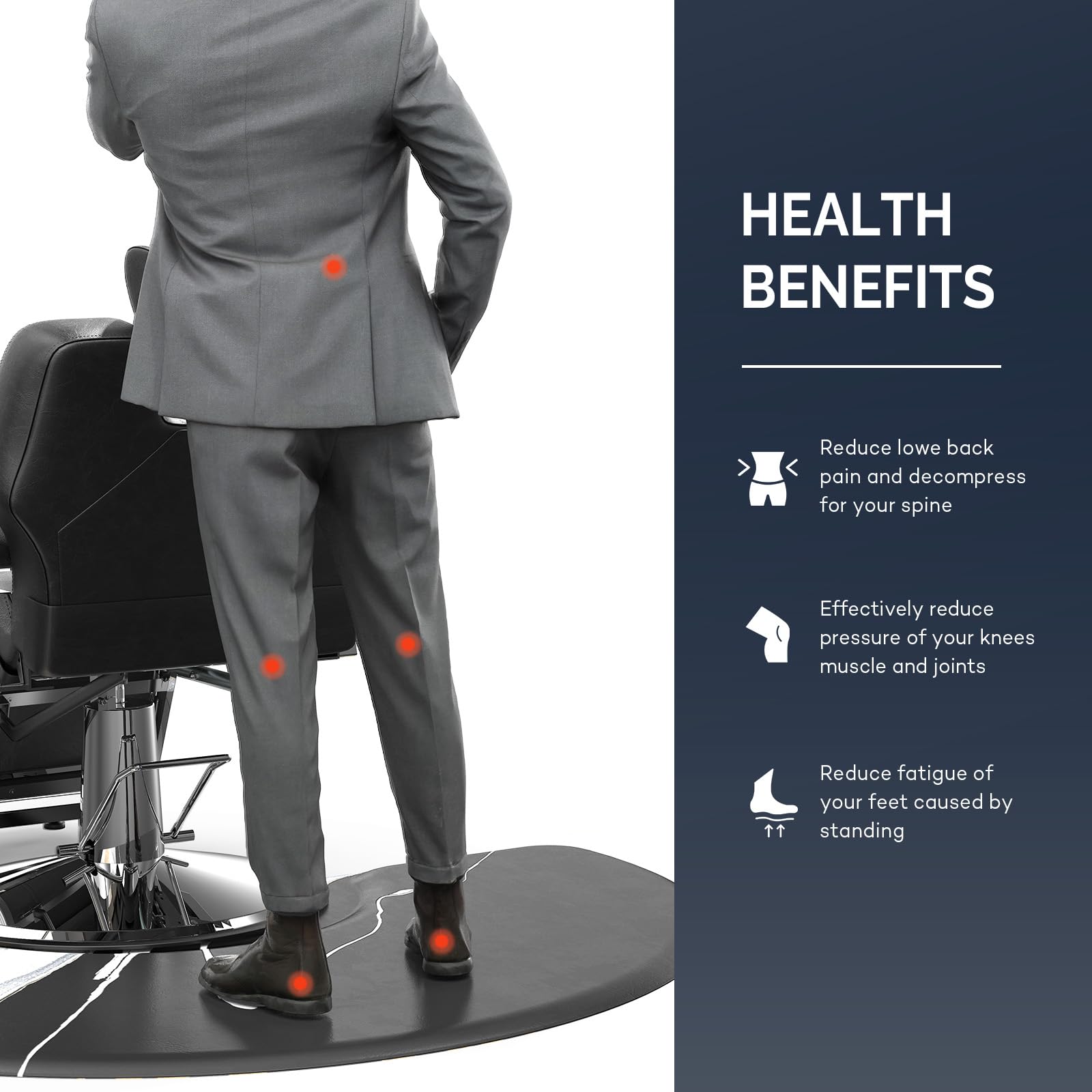 OmySalon 3'x5' Semi Circle Salon Anti Fatigue Mat with Round Cutout 5/8" Thick