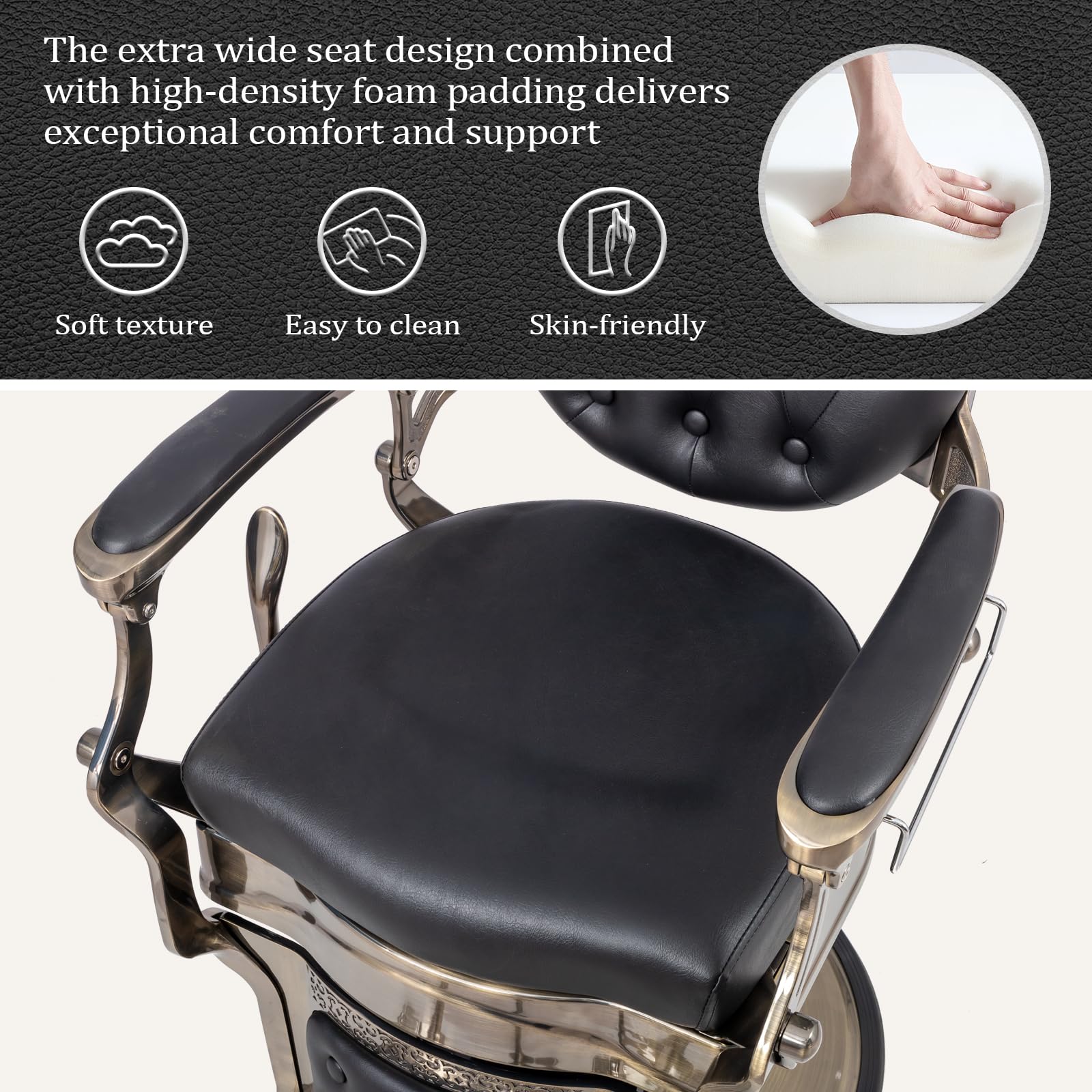 OmySalon BC1601 Vintage Style Heavy Duty Hydraulic Recline Barber Chair