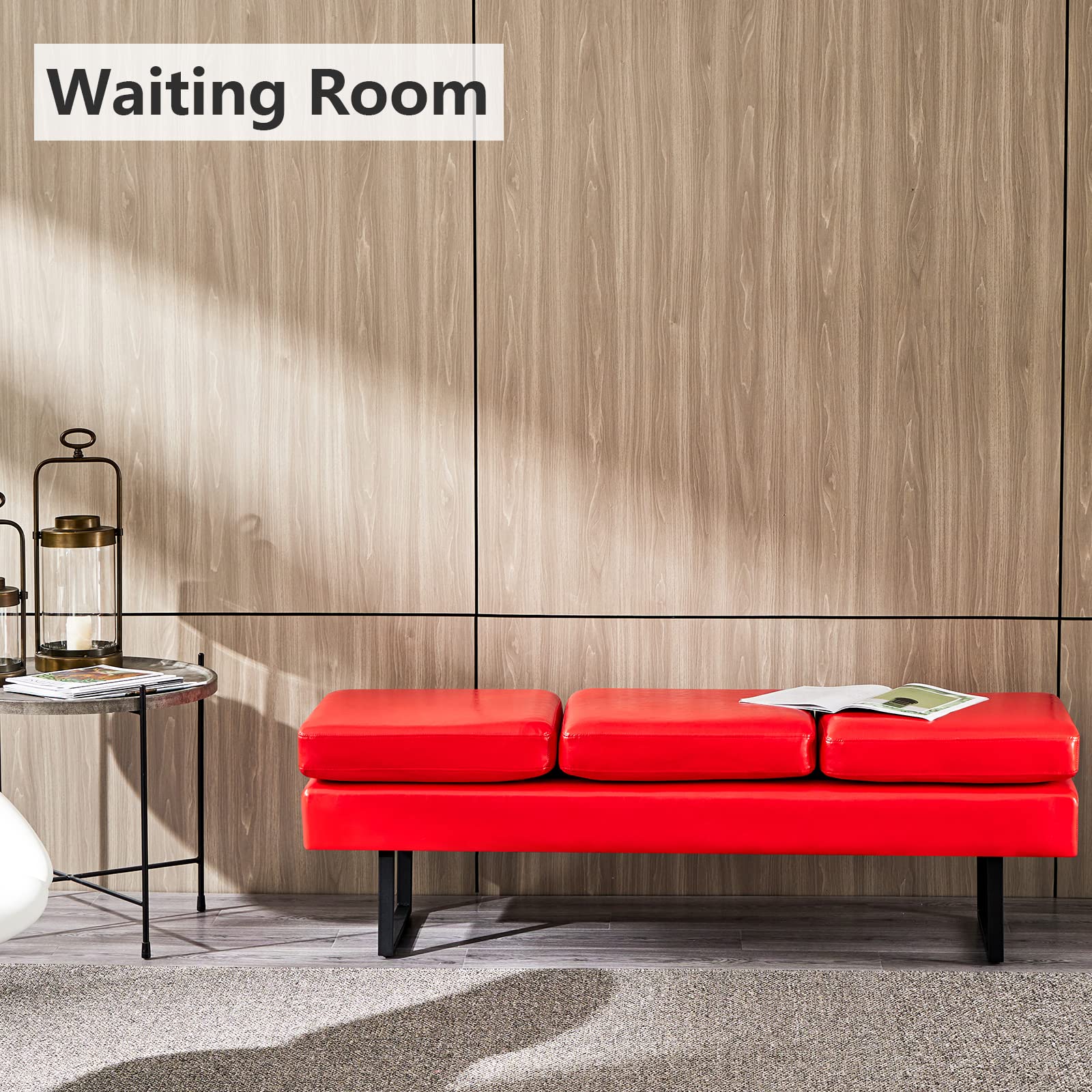 OmySalon WB Modern Reception Waiting Room Bench Chair with Thickened Iron Leg for Beauty Barber Salon SPA Office