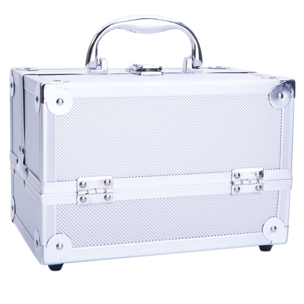 OmySalon SM-2176 Portable Handle Large Storage Lockable Cosmetic Makeup Train Case with Mirror Lock