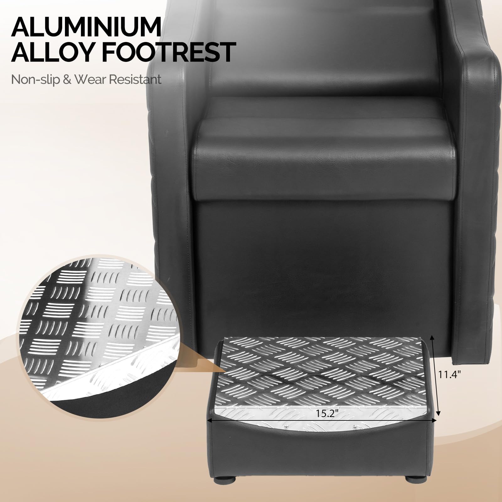OmySalon BU1701 Salon Shampoo Bowl and Chair Backwash Unit with Large Ceramic Bowl & Freestanding Ottoman